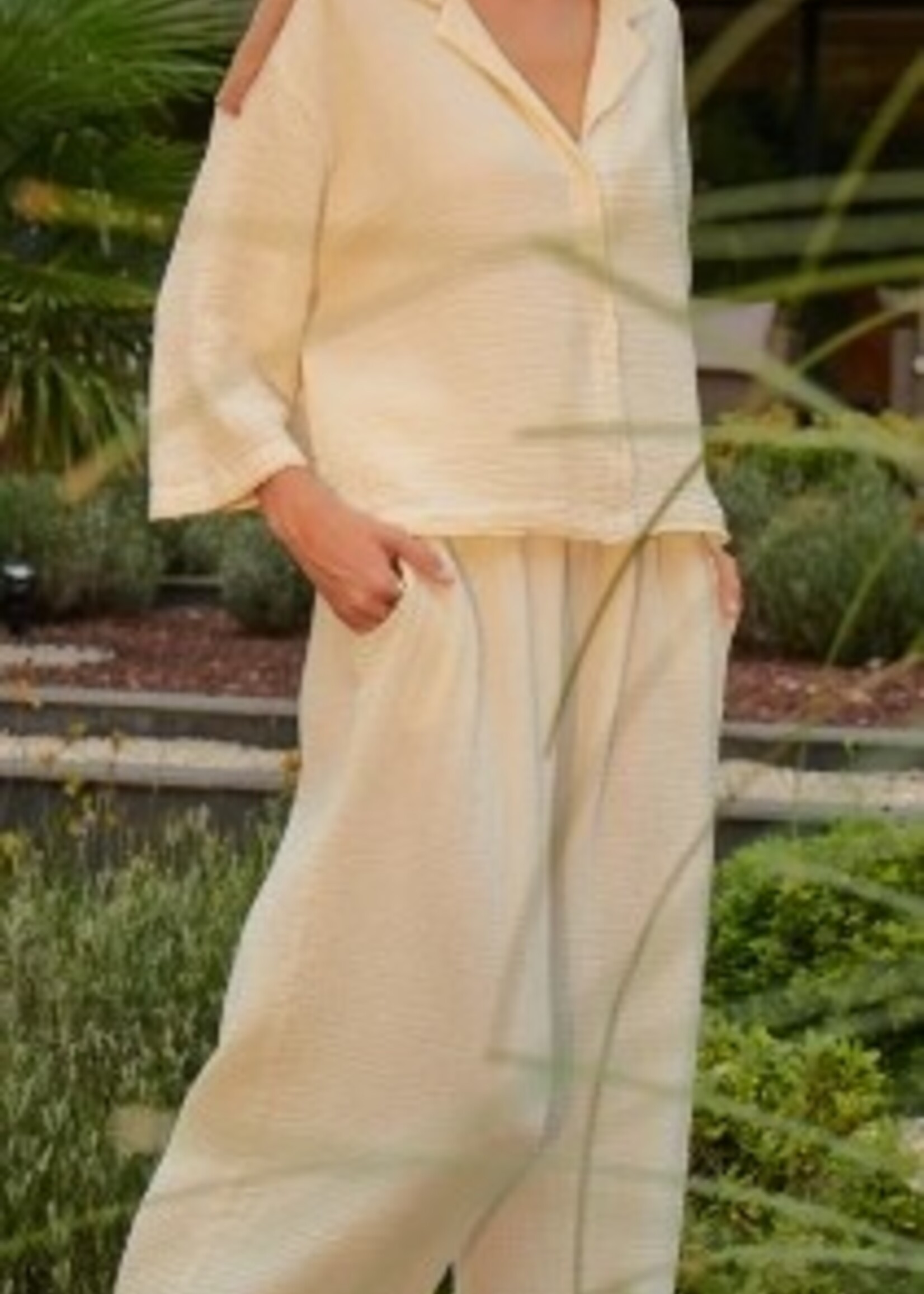 Pokoloko Crinkle Palazzo Pants * Cream * One Size