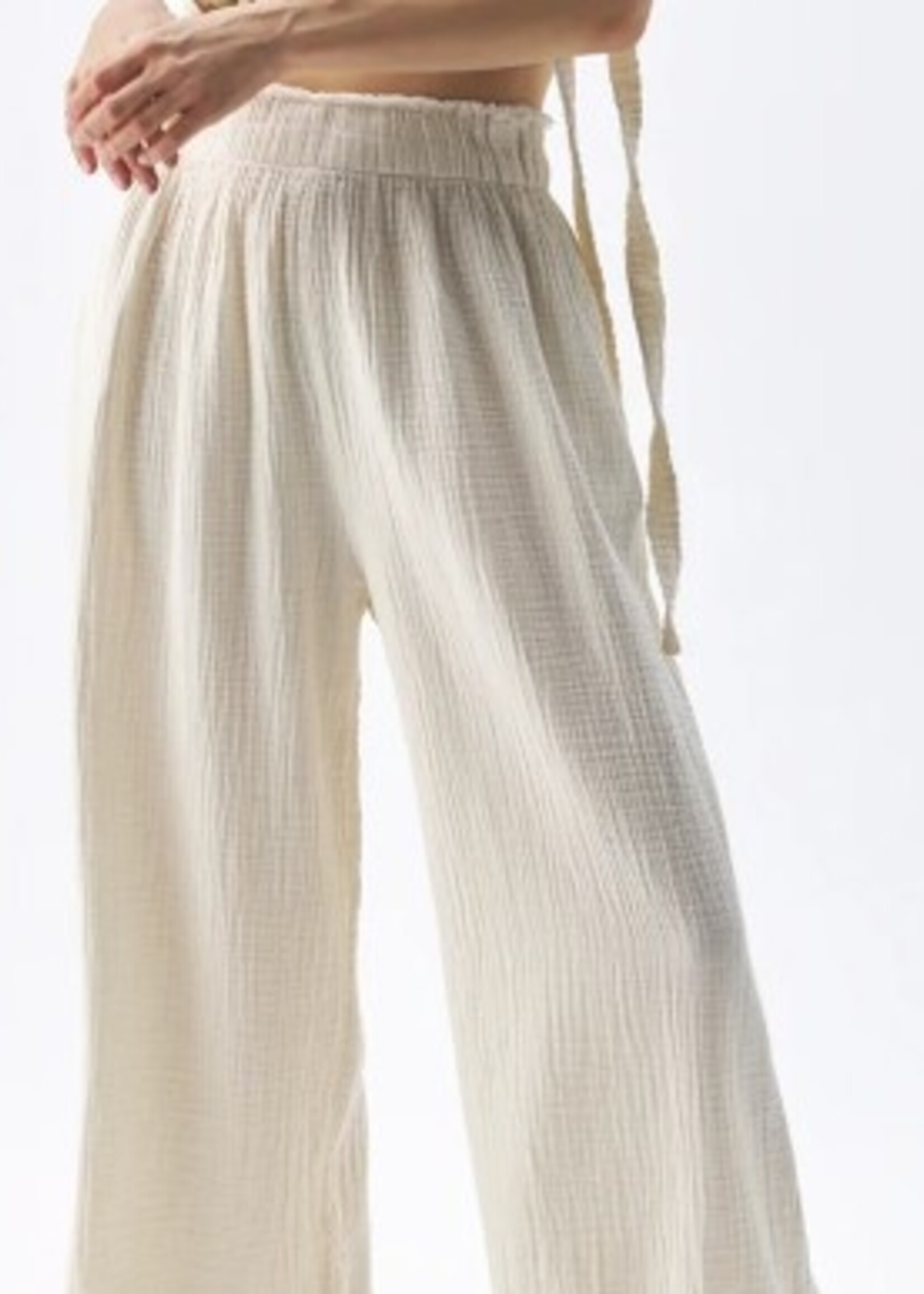 Pokoloko Crinkle Palazzo Pants * Cream * One Size