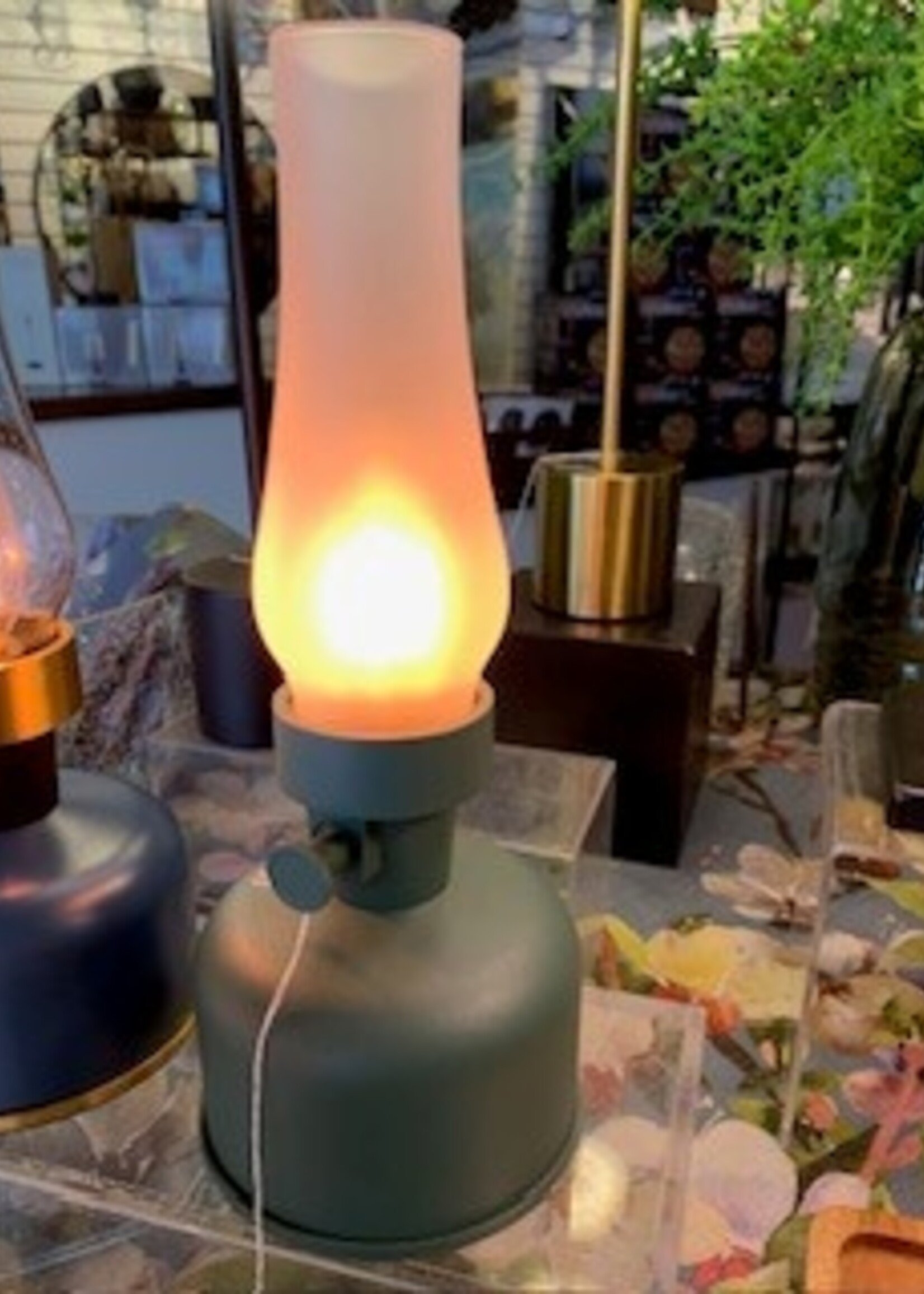 Abbott Lantern LED Lamp w/Frosted Shade * Green * 10.5"h