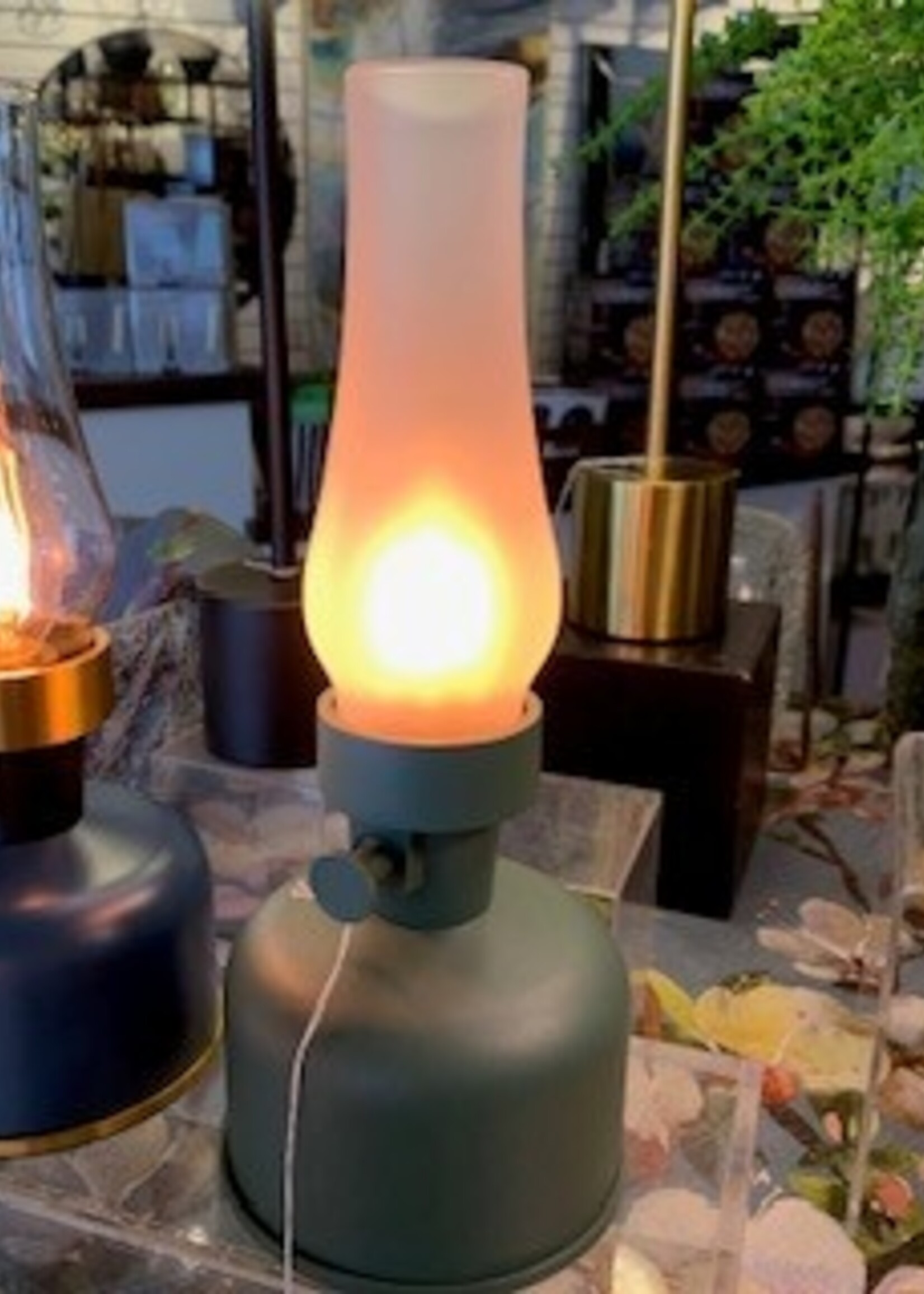 Abbott Lantern LED Lamp w/Frosted Shade * Green * 10.5"h