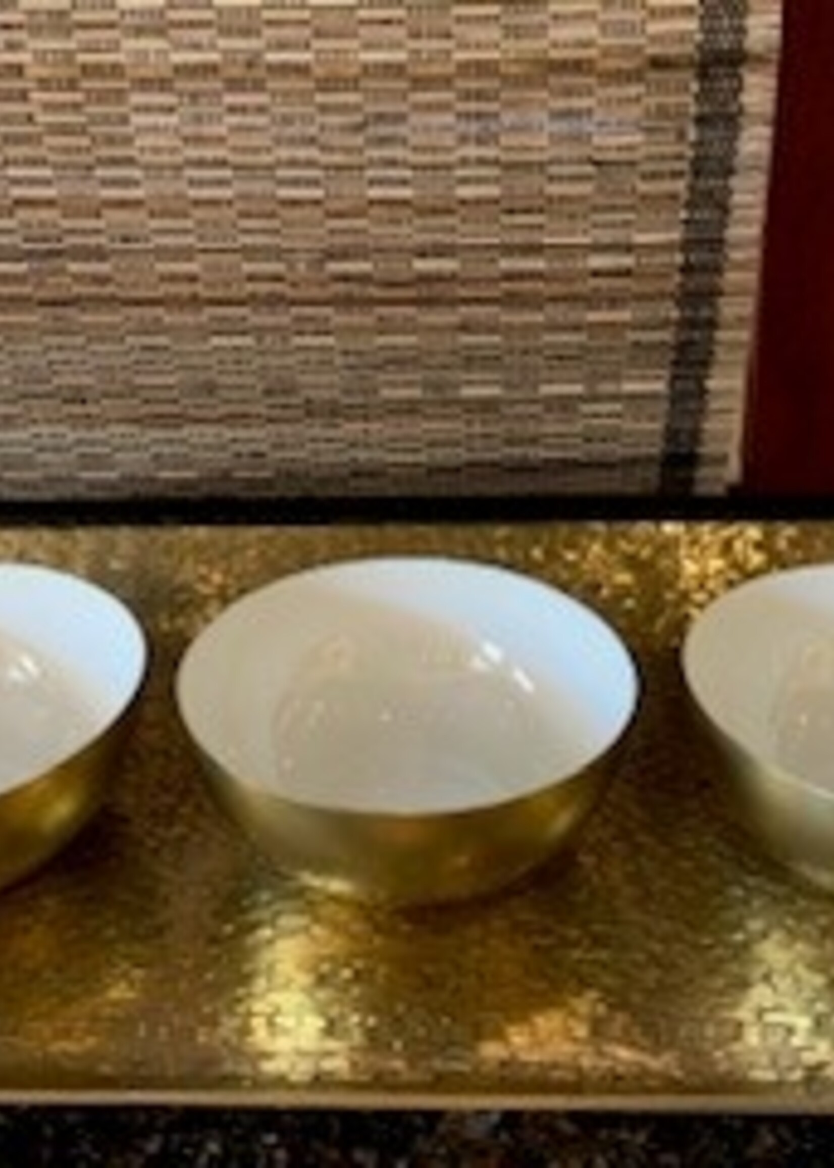 Abbott Mini Enamel Dipping Bowl * White & Gold