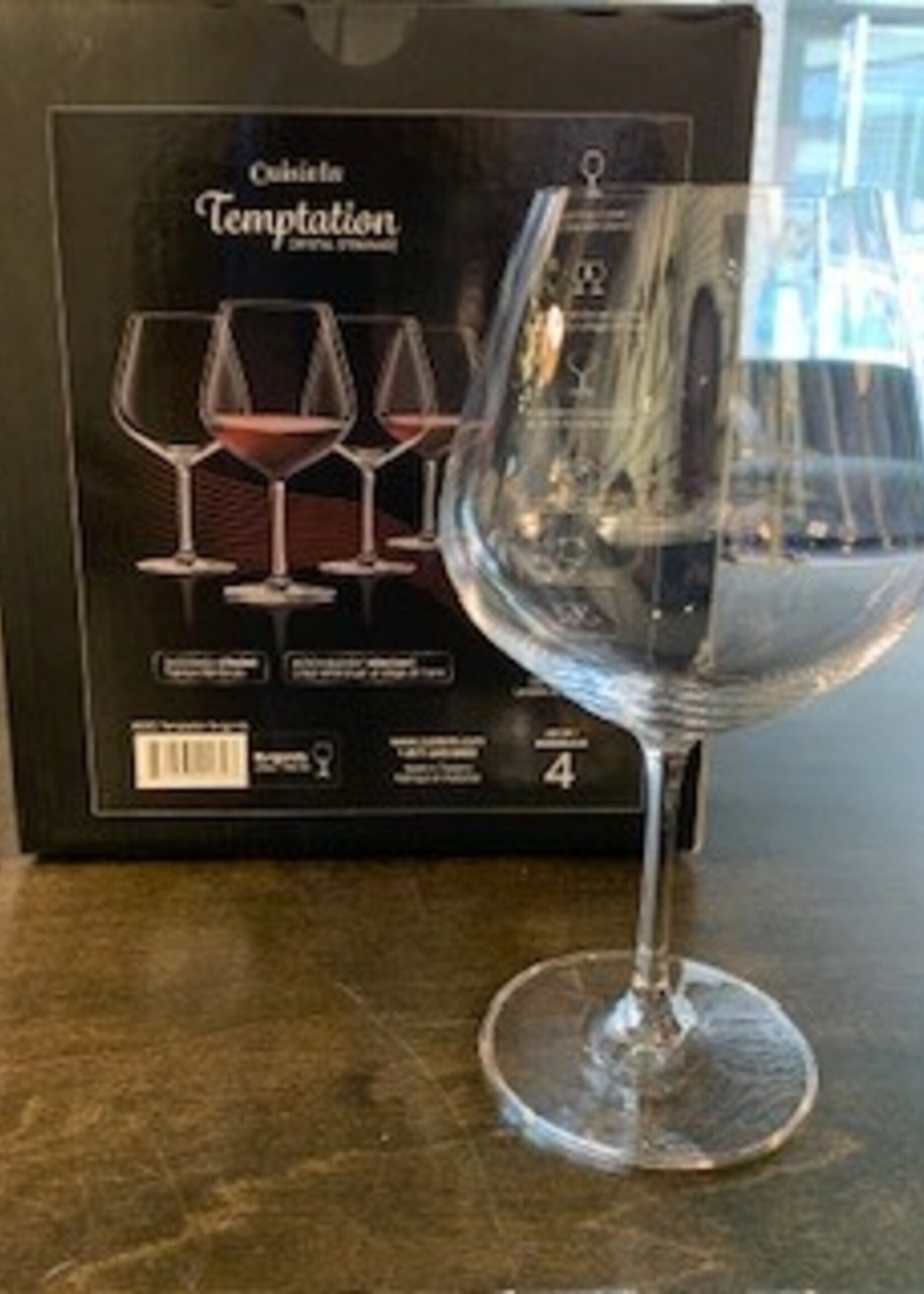 Cuisivin Temptation Burgundy WIne Glasses * Gift Box Set of Four