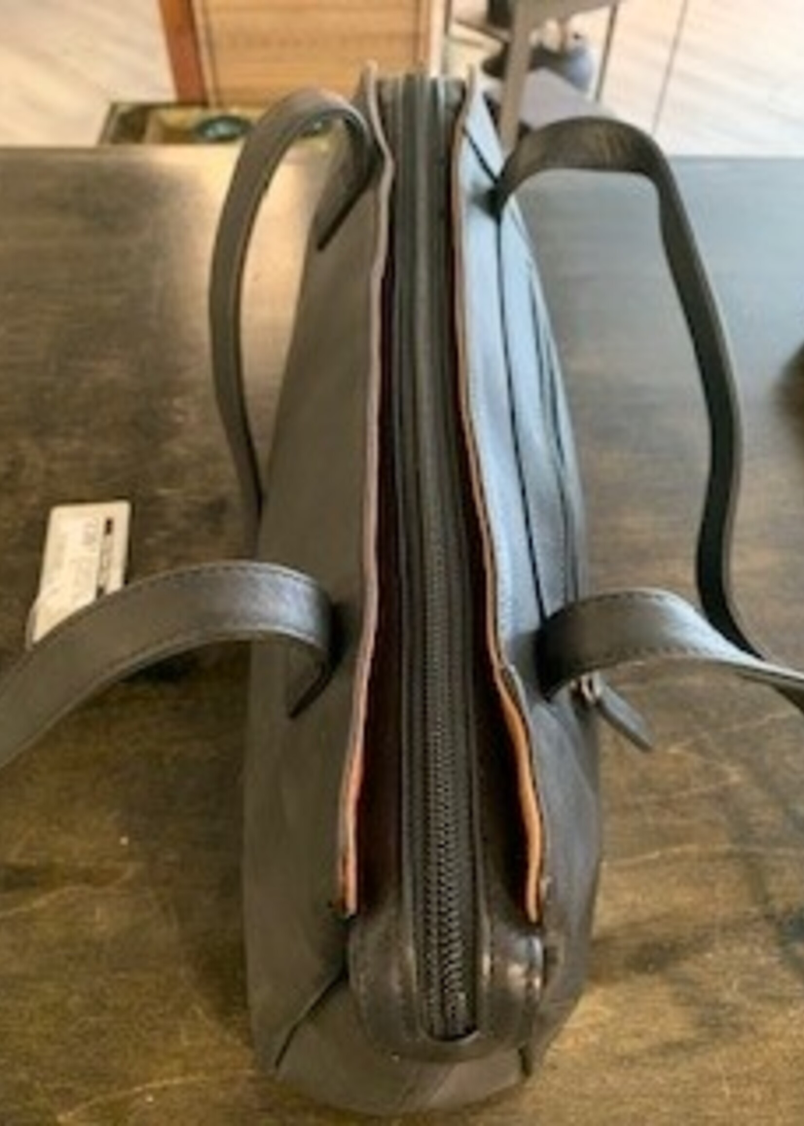 Derek Alexander Derek Alexander DR-8029 Top Zip Shoulder Bag * Black & Tan