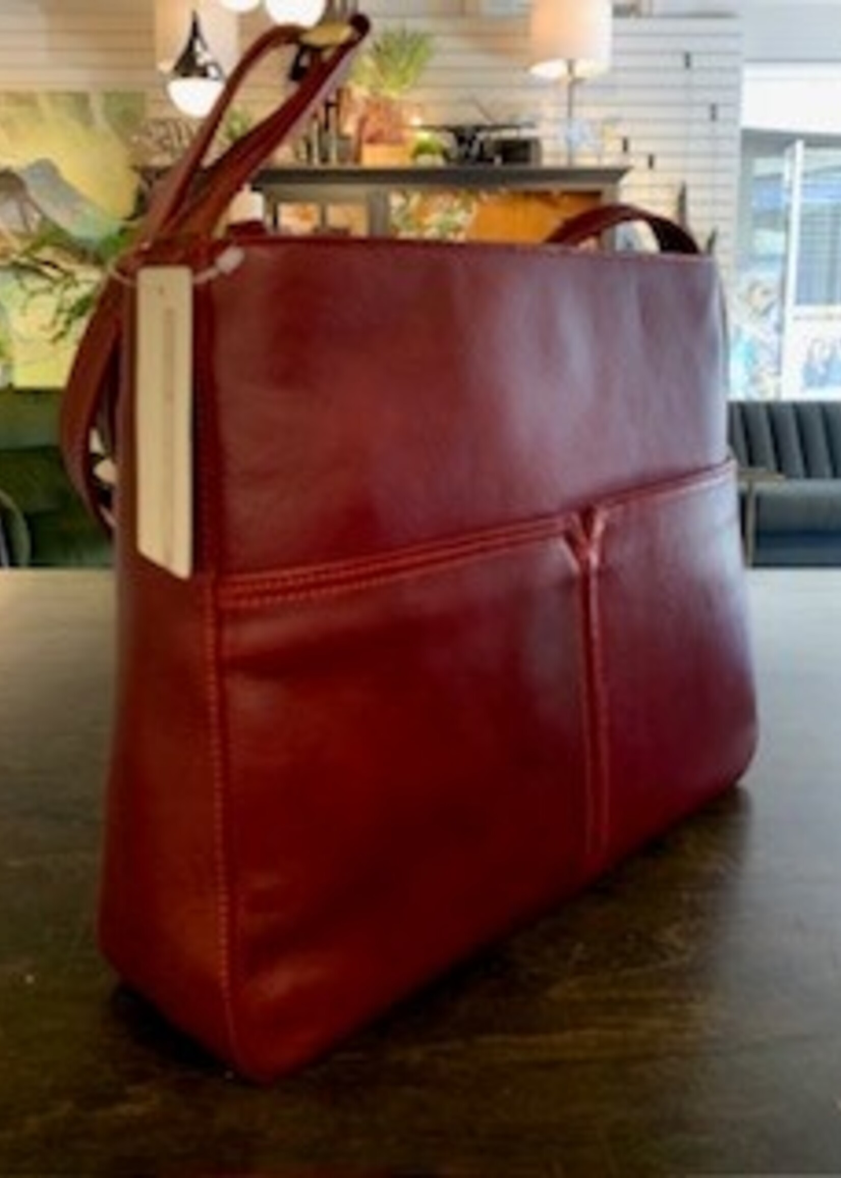 Derek Alexander Derek Alexander BR-8011 Top Inset Zipper Shoulder Bag * Red