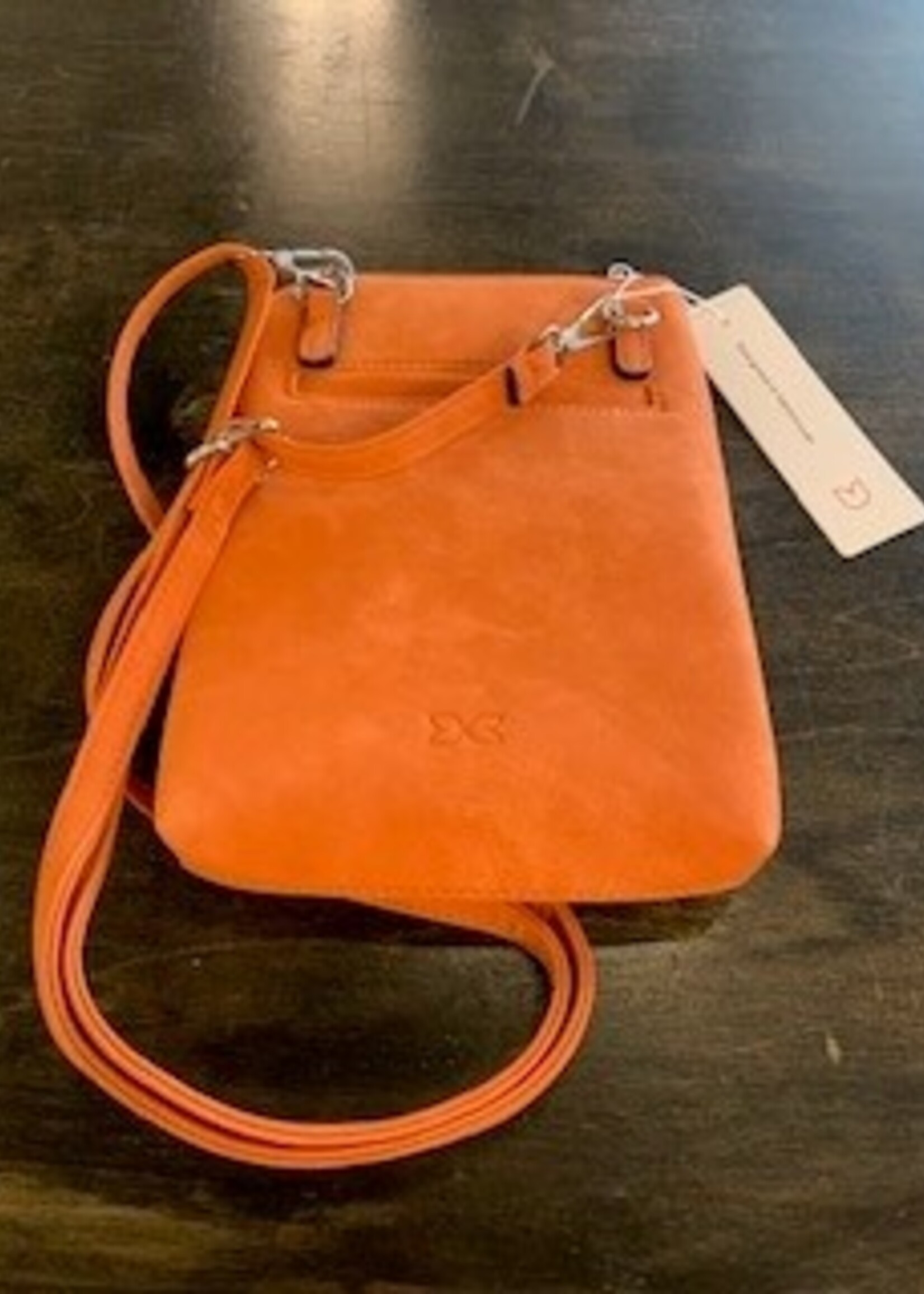 Darling Darling YD8023 Vegan Flat Crossbody * Suede Finish * Orange
