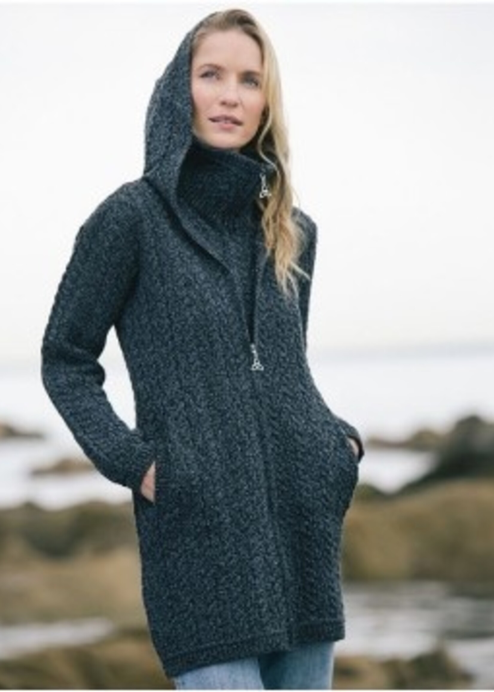 British & Irish Imports Double Zippered Irish Wool Coat * Charcoal * Small