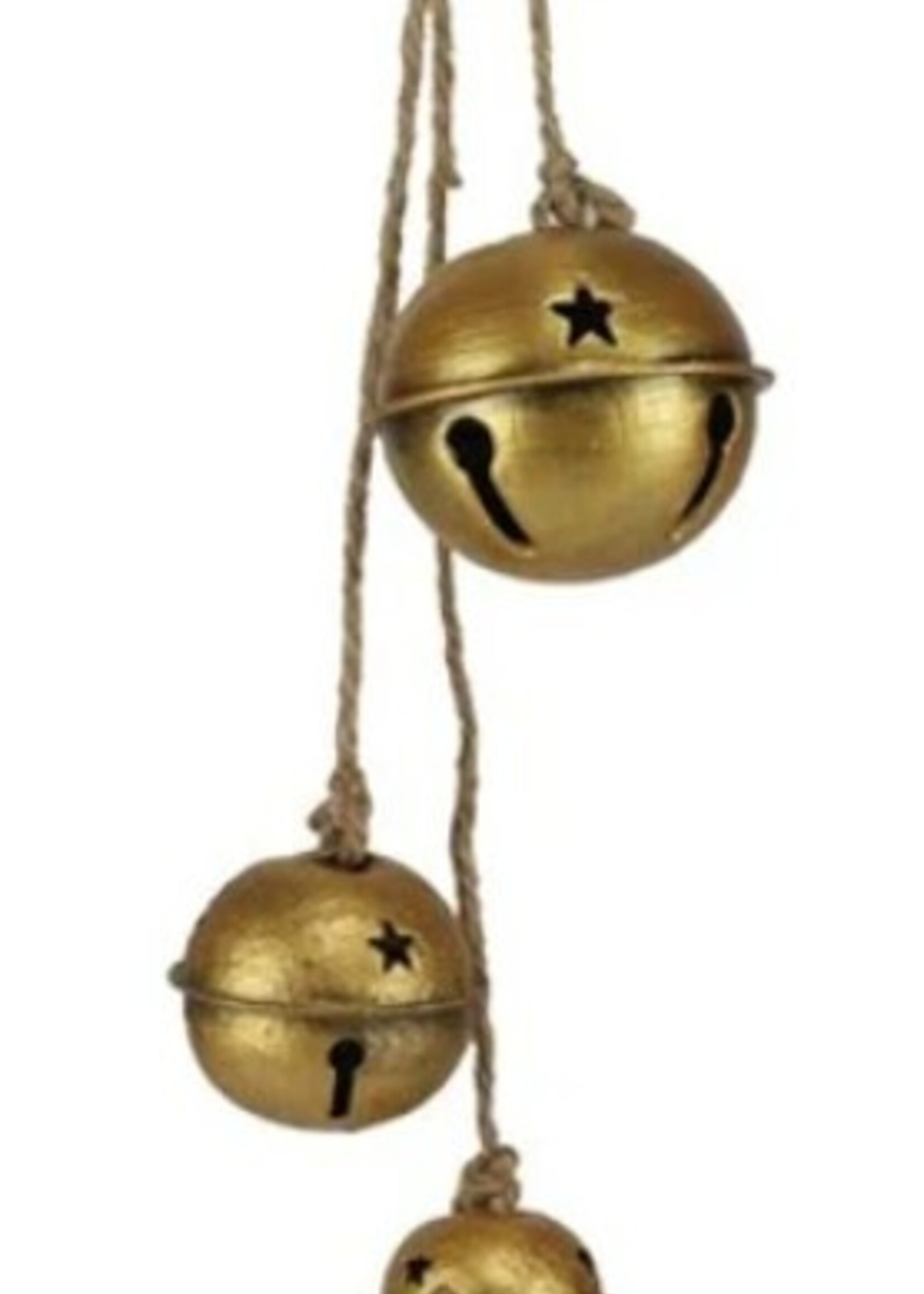 Tri W Imports Jingle Bells * Gold * Three on a Jute Rope