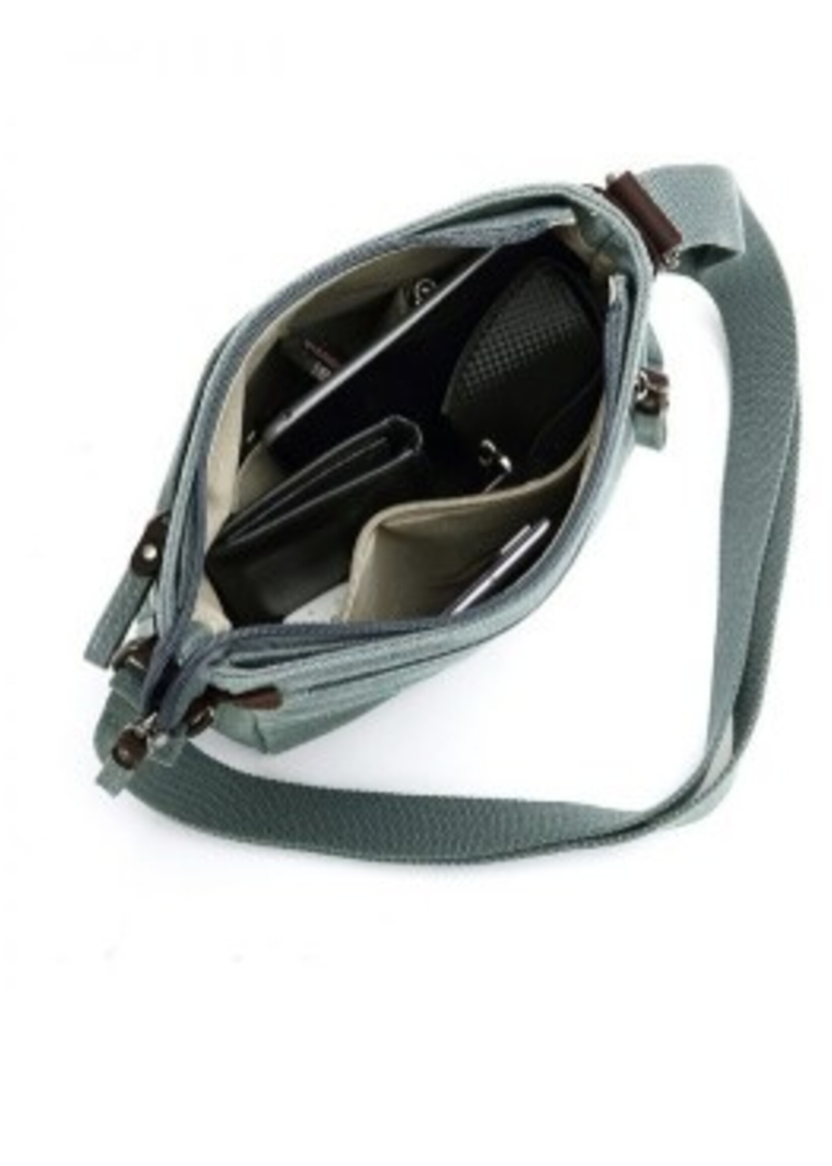 Da Van Canvas Small Crossbody with Leather Trim * SB 609 * Green