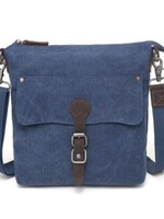 Da Van Canvas Shoulder Bag with Leather Trim * SB 568 * Blue