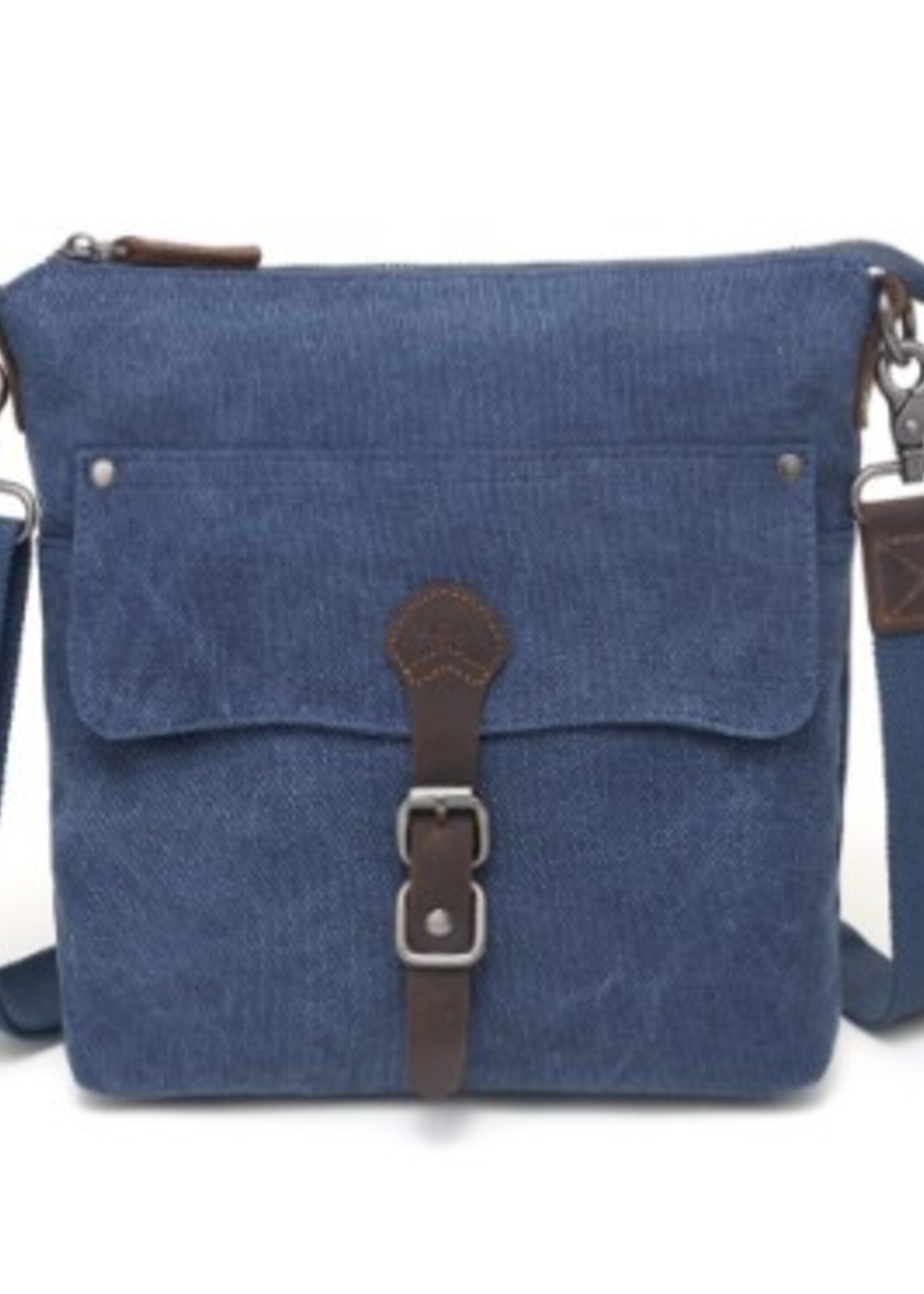 Da Van Canvas Shoulder Bag with Leather Trim * SB 568 * Blue