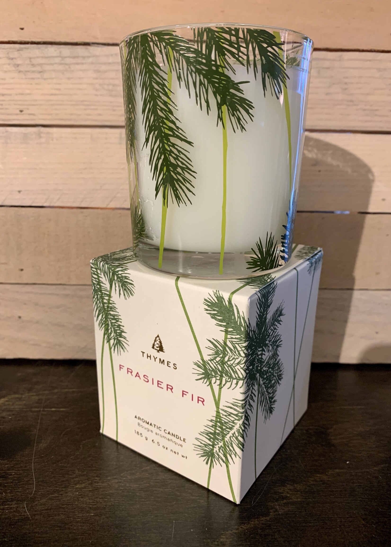 Thymes Fraser Fir Votive Candle * 2 oz * Frosted Plaid Design