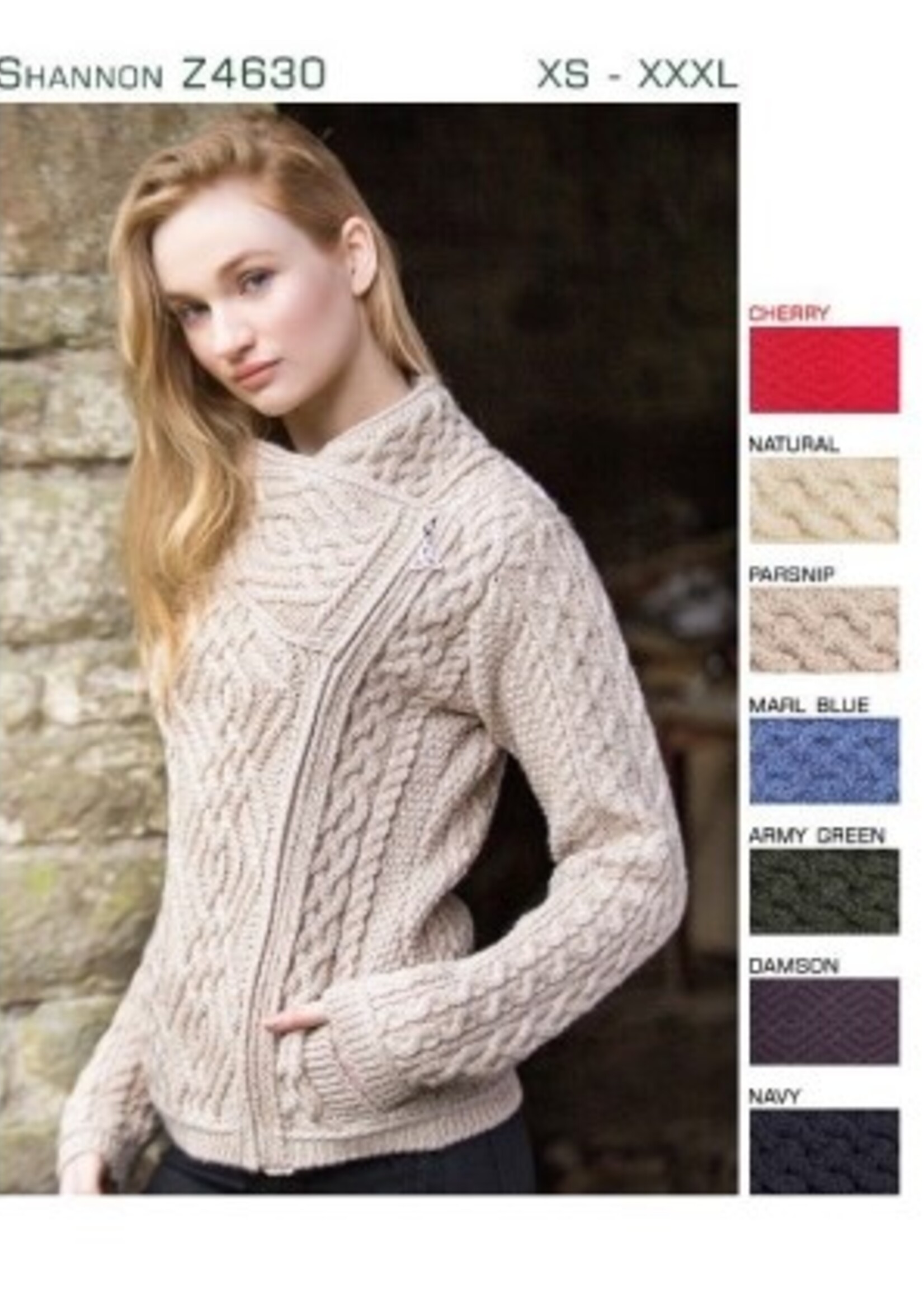 British & Irish Imports Shannon Short Side Zippered Cardigan * Cherry * Large