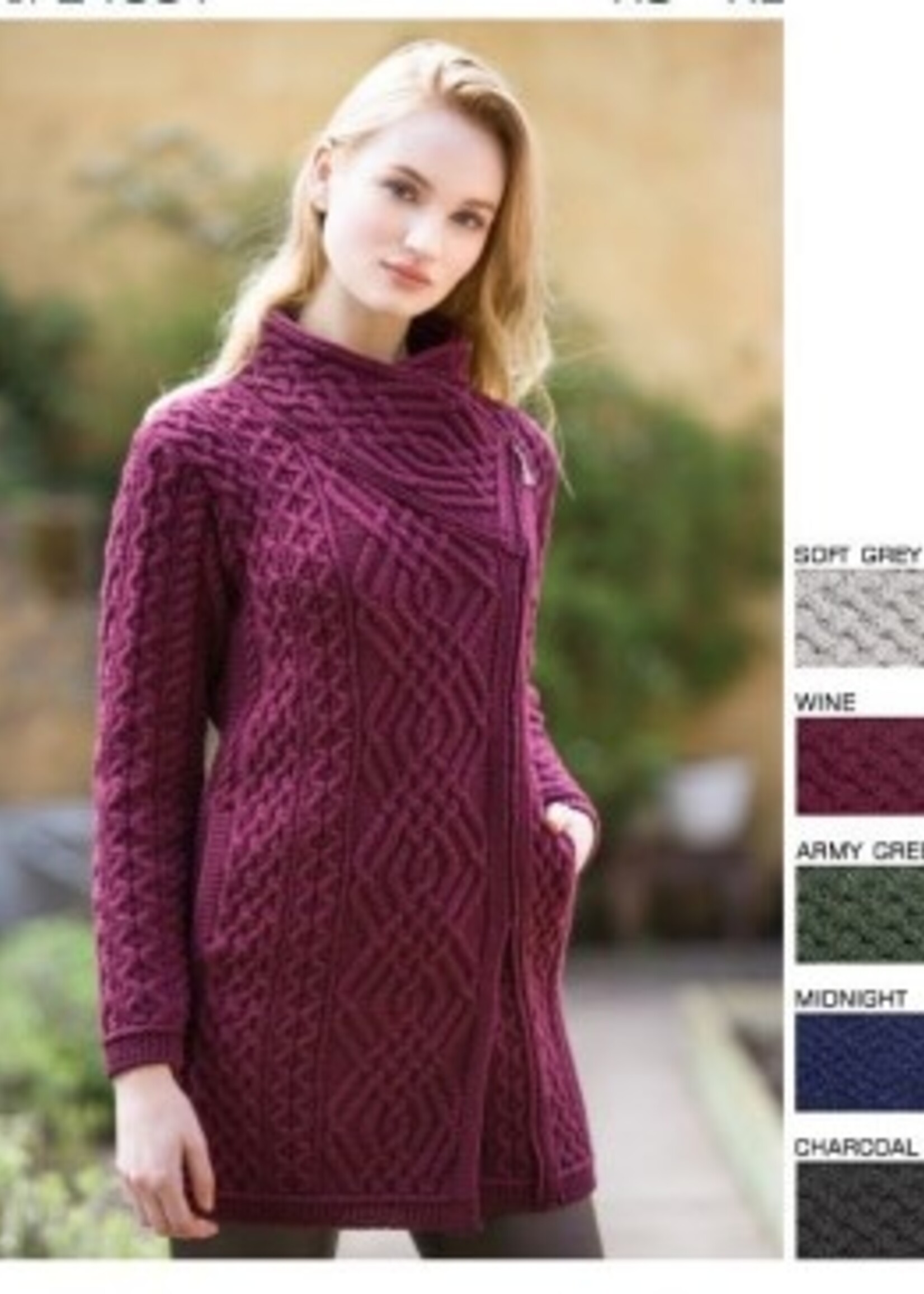 British & Irish Imports Liffey Cable Knit Z4631 * Wine * Small