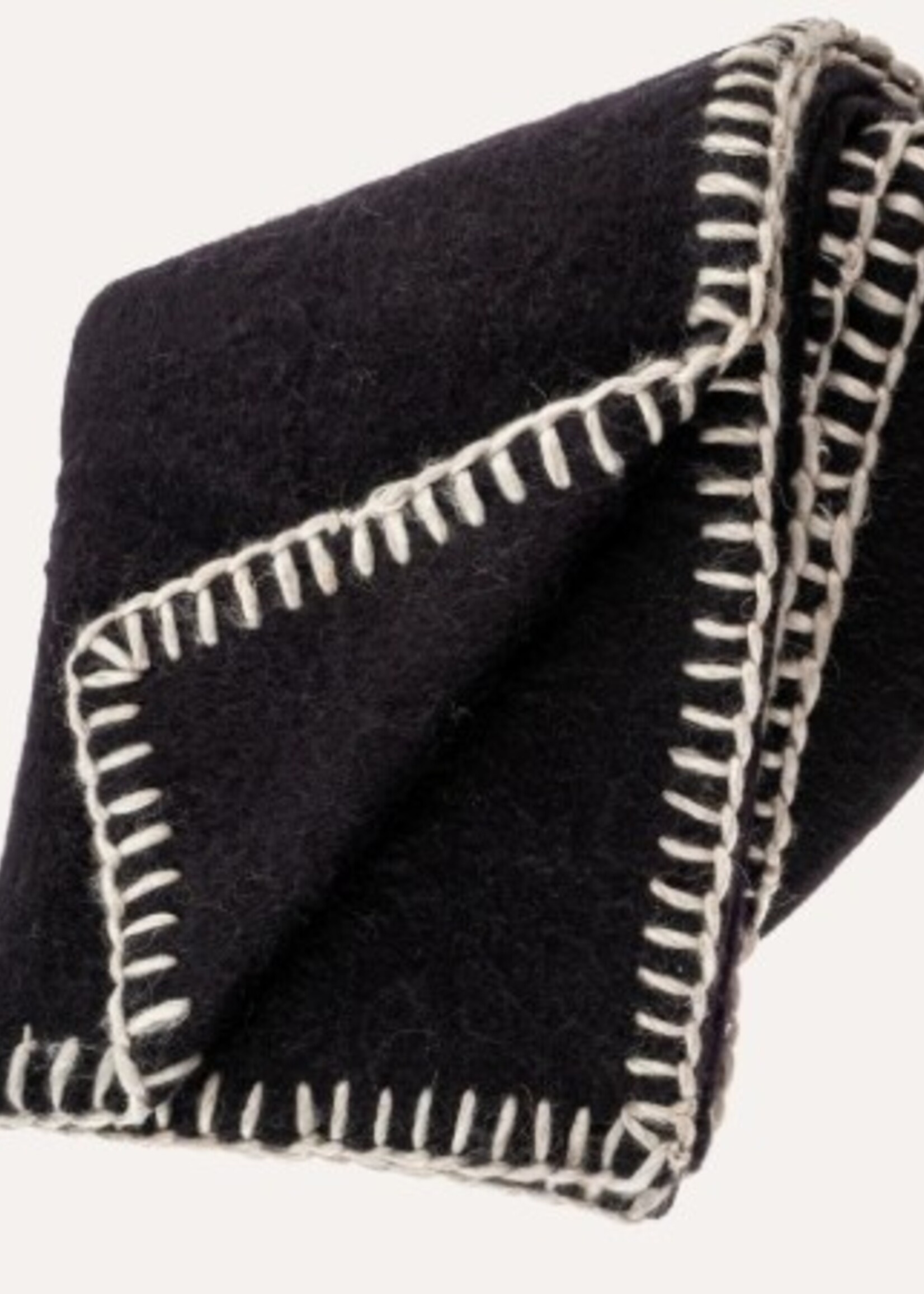 Indaba Blanket Stitch Throw * Black * 60" x 50"