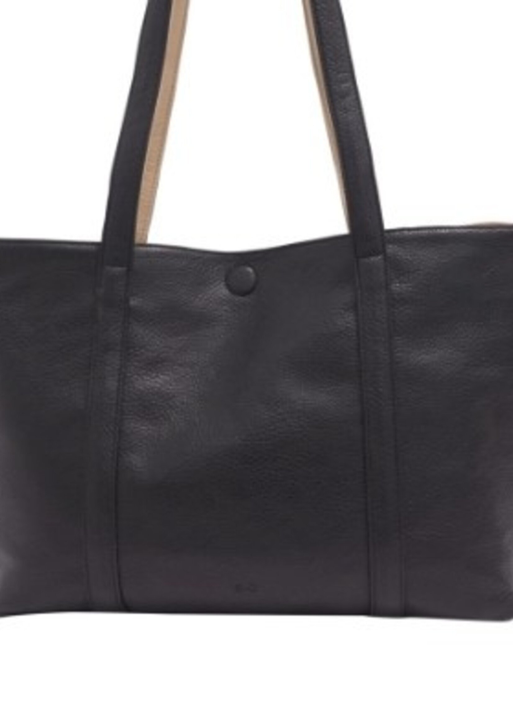 SQ Lois Two in One Reversible Vegan Tote * Black & Tan