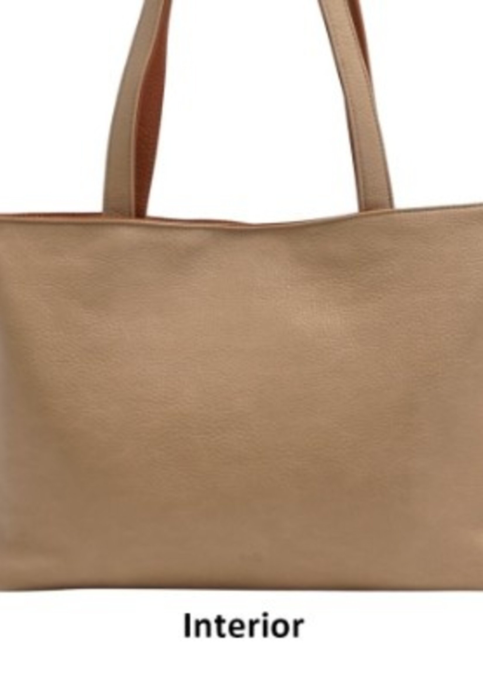 SQ Lois Two in One Reversible Vegan Tote * Black & Tan