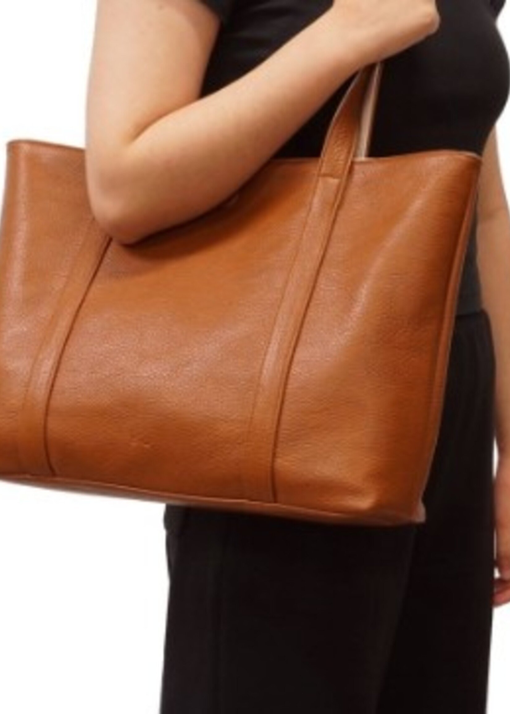 SQ Lois Two in One Reversible Vegan Tote * Black & Tan