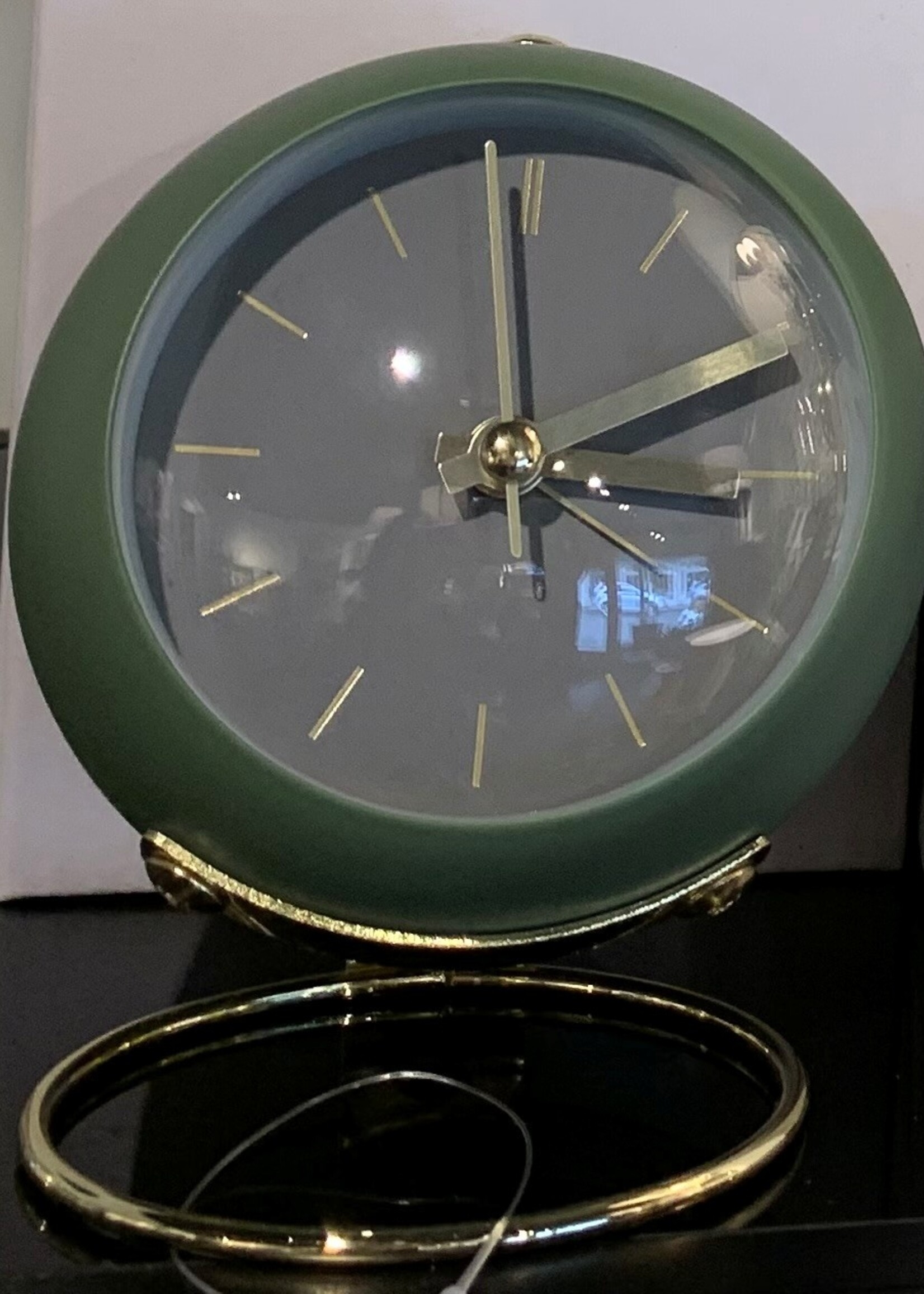 Abbott Ball Alarm Clock  *4"H * Green & Gold