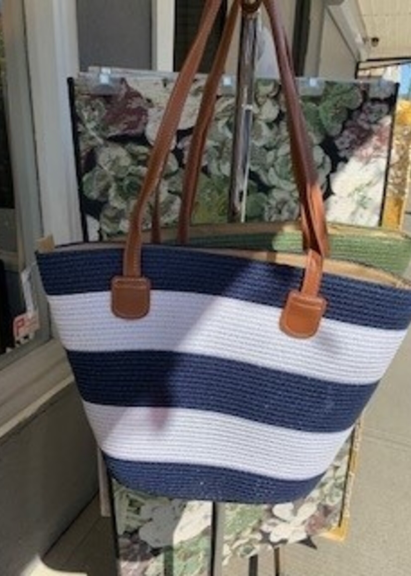 Picabo Mode Sandy Stripe Summer Bag * Navy & White