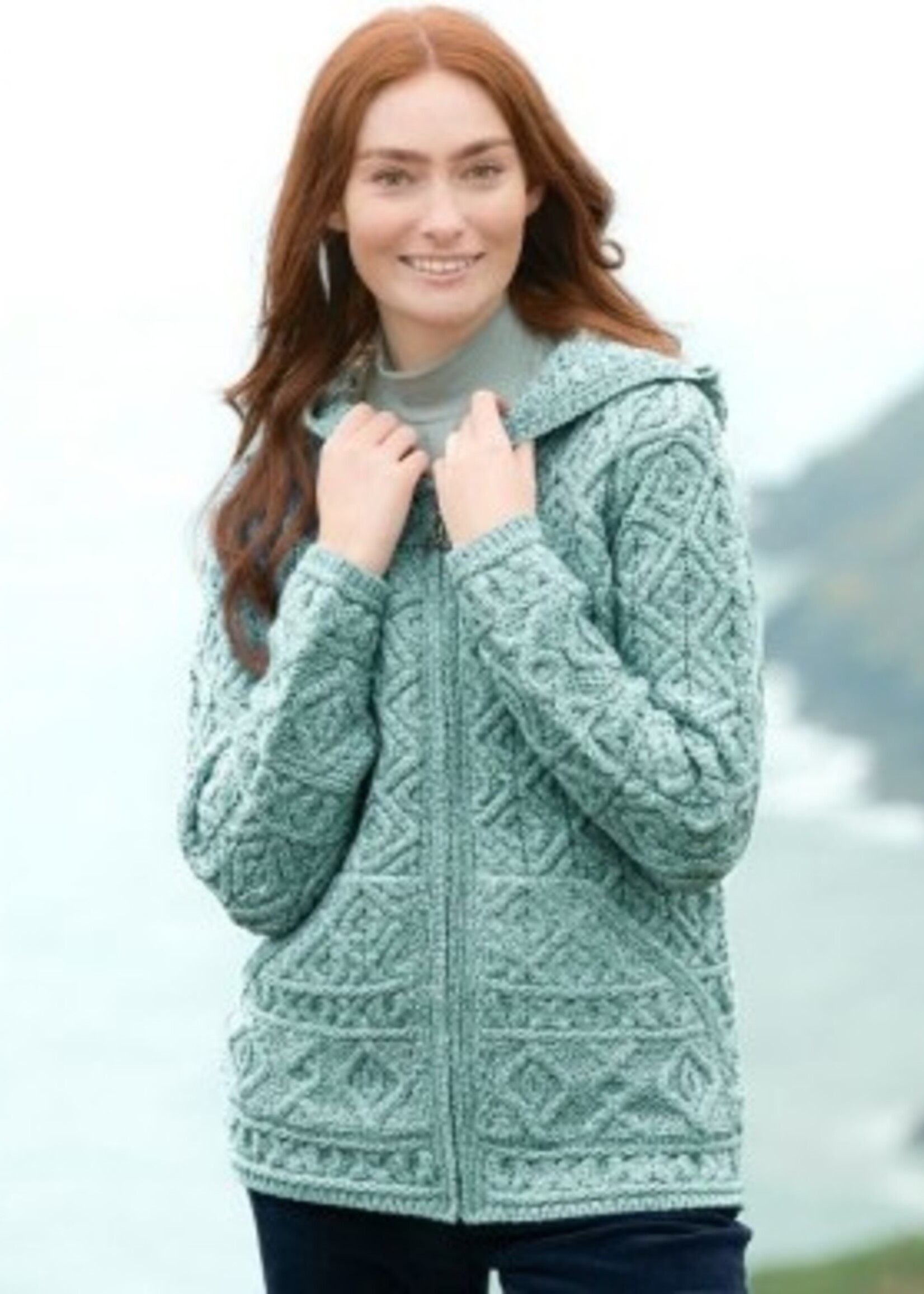 British & Irish Imports The Skellig Irish Wool Sweater * Mermaid * Large