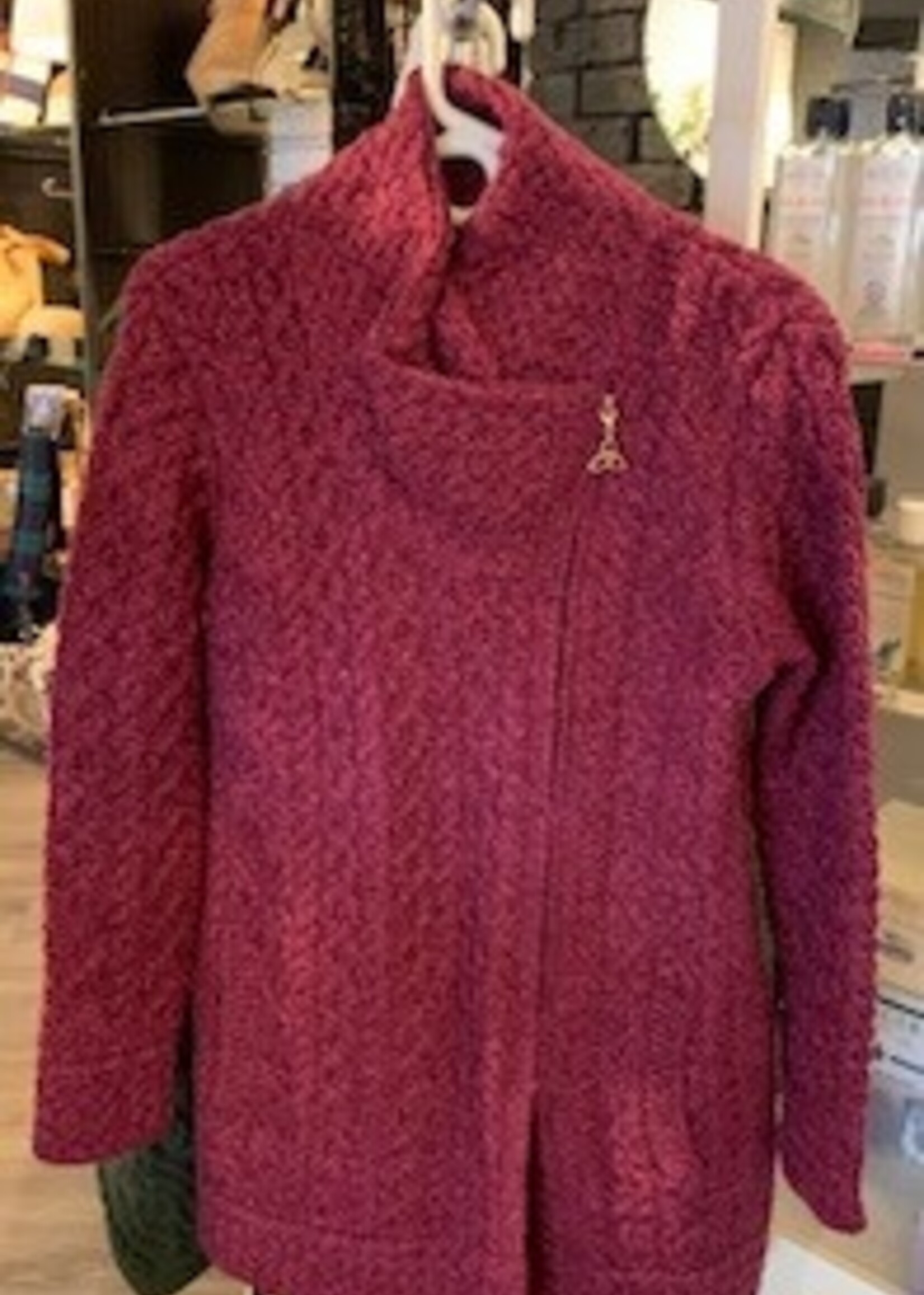 British & Irish Imports Athenry Zippered Short Cardigan * Purple Marl * Medium
