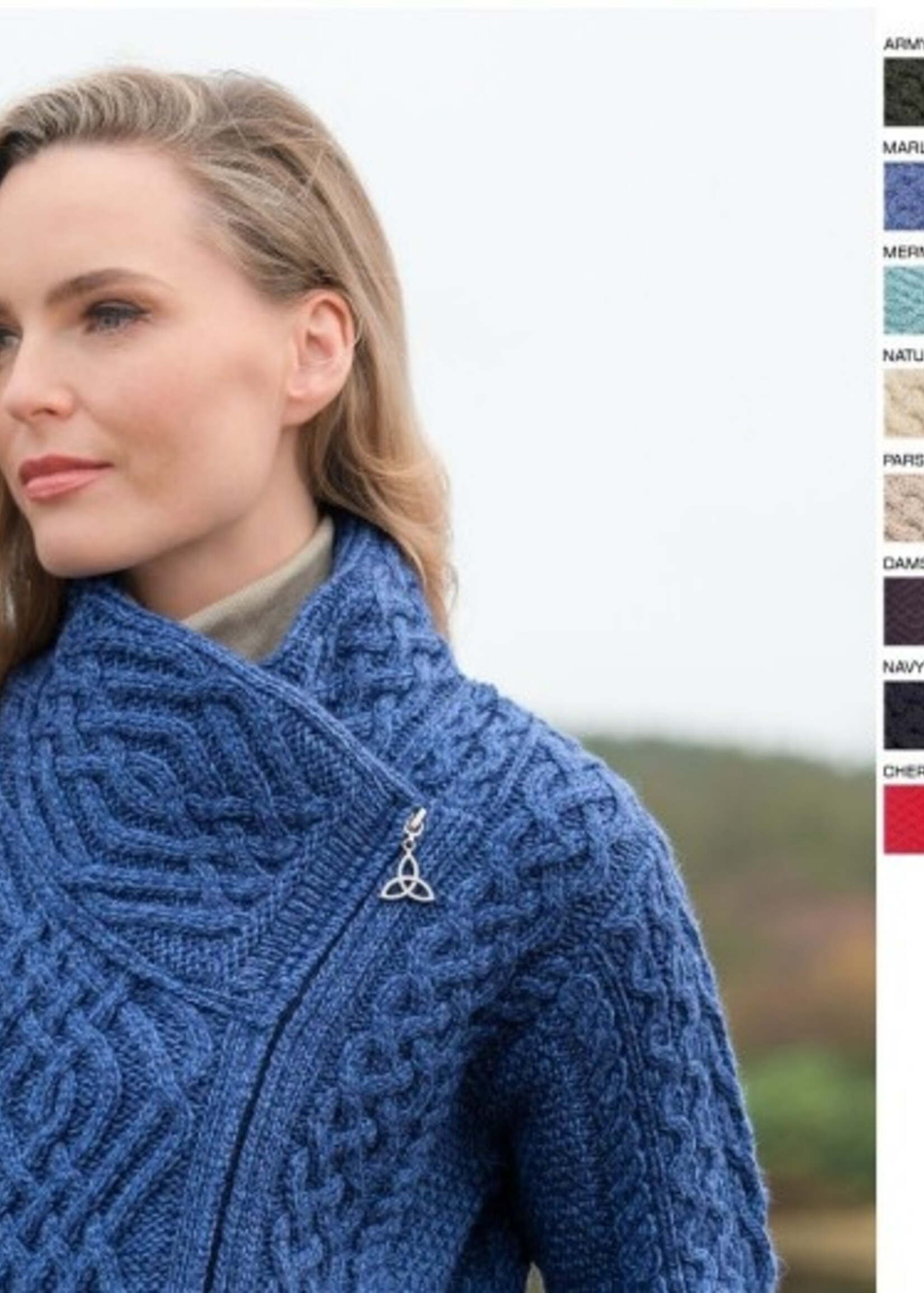 British & Irish Imports The Shannon Irish Wool Sweater * Blue Marl * Medium