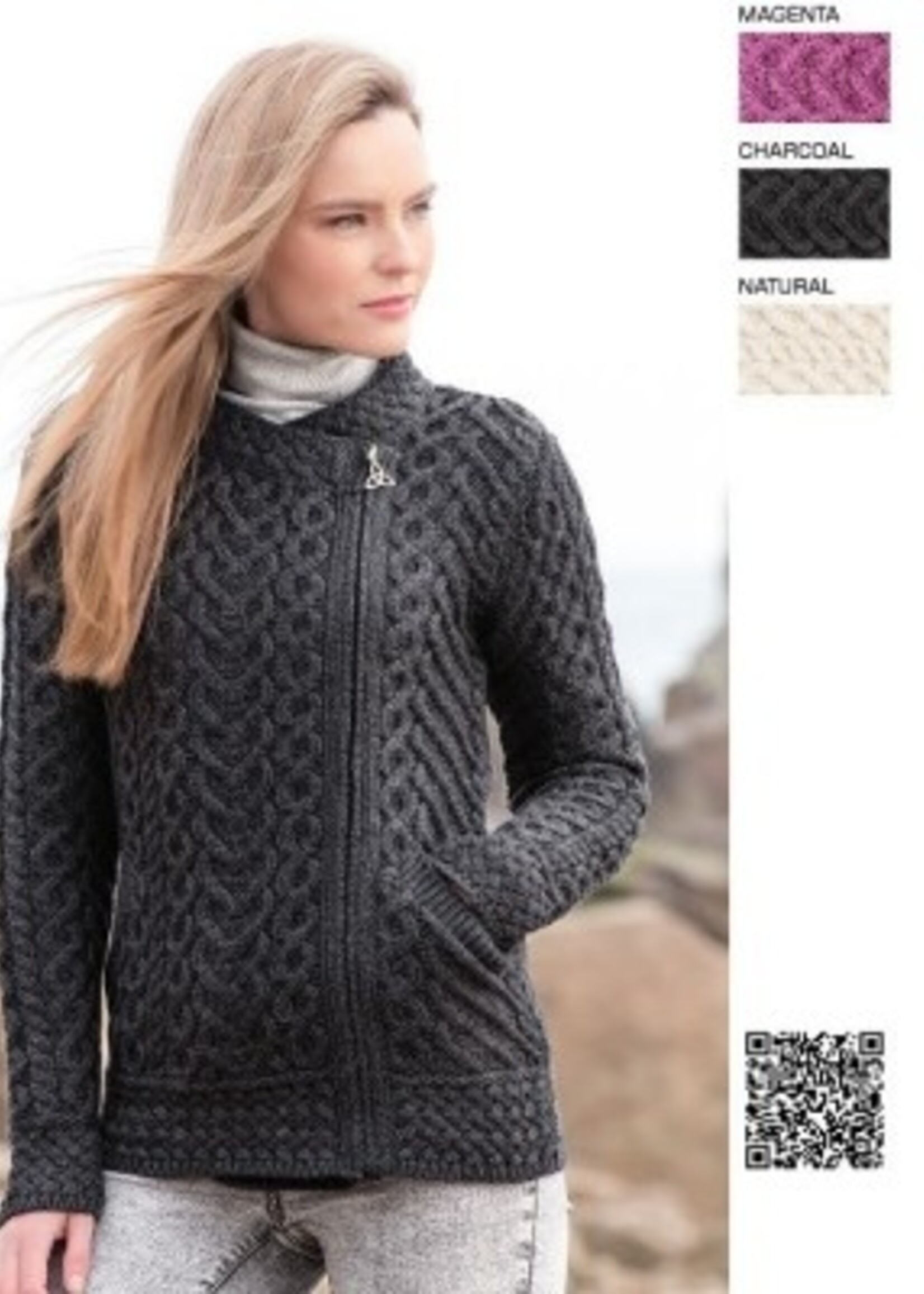 British & Irish Imports The Cashel Irish Wool Sweater * Majenta * Small