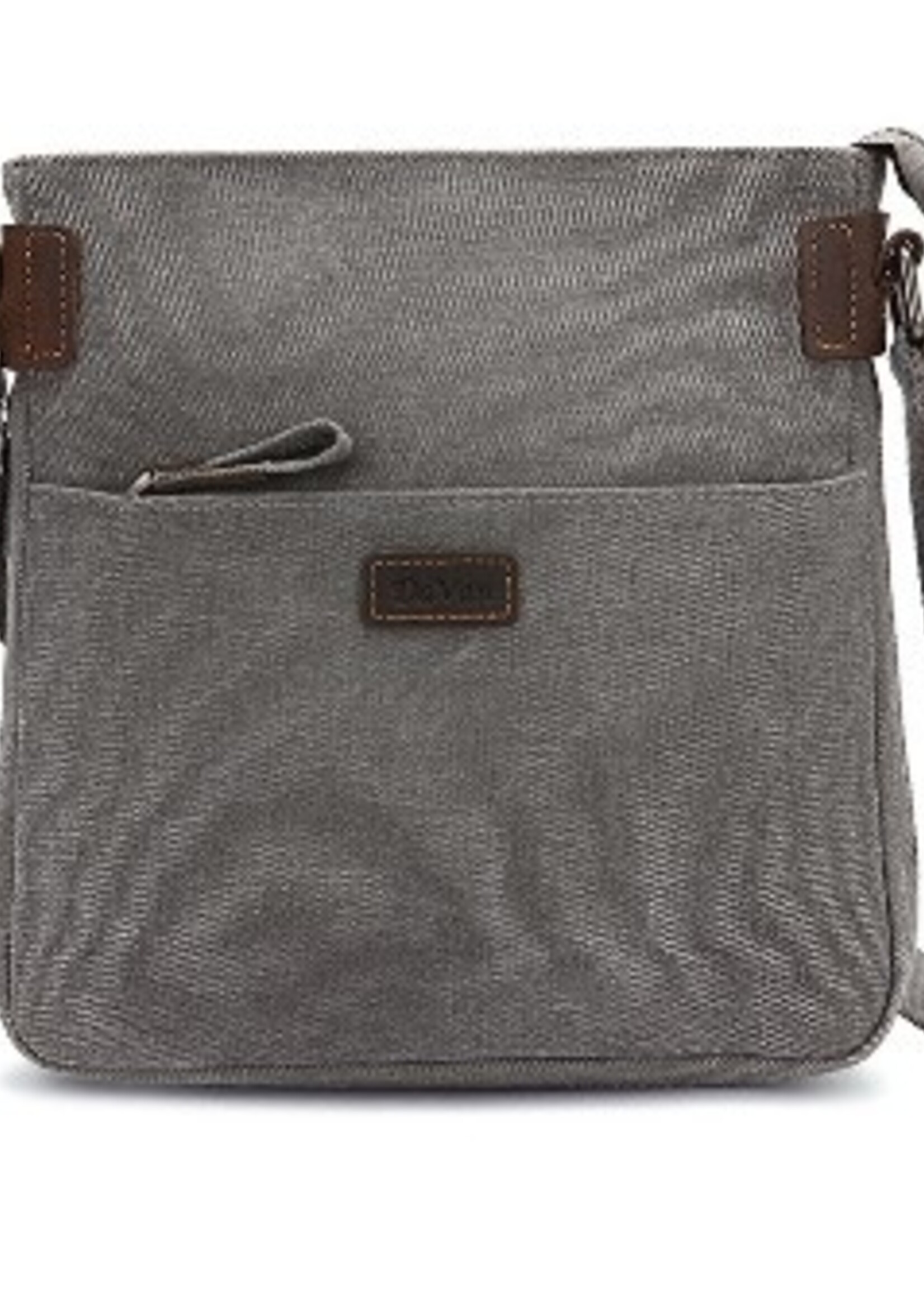 Da Van Canvas Small Crossbody with Leather Trim * SB 609* Grey