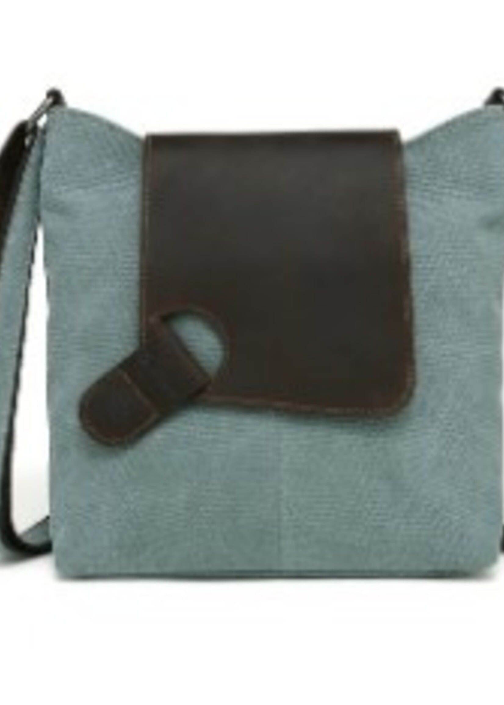 Da Van Canvas Should Bag with leather trim * Turquoise