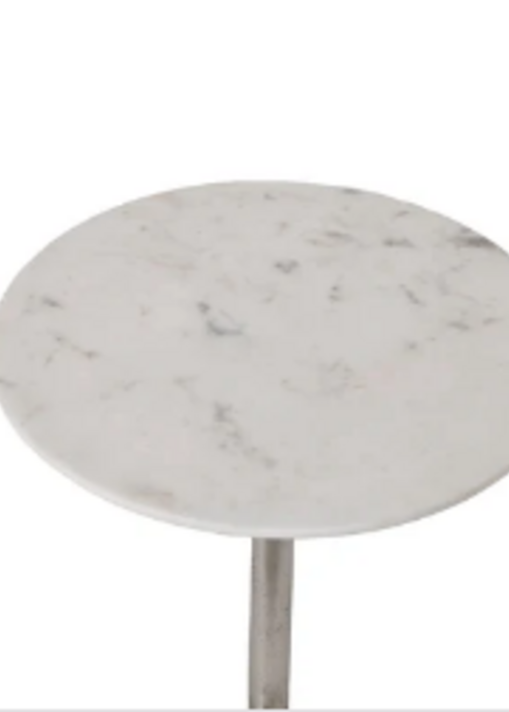 Renwil Eloa Accent Table * Plated Antique Nickel & Banswara White Marble