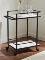 Renwil Colton Bar Cart * Black Iron & Marble * 25.5"x33"x15"