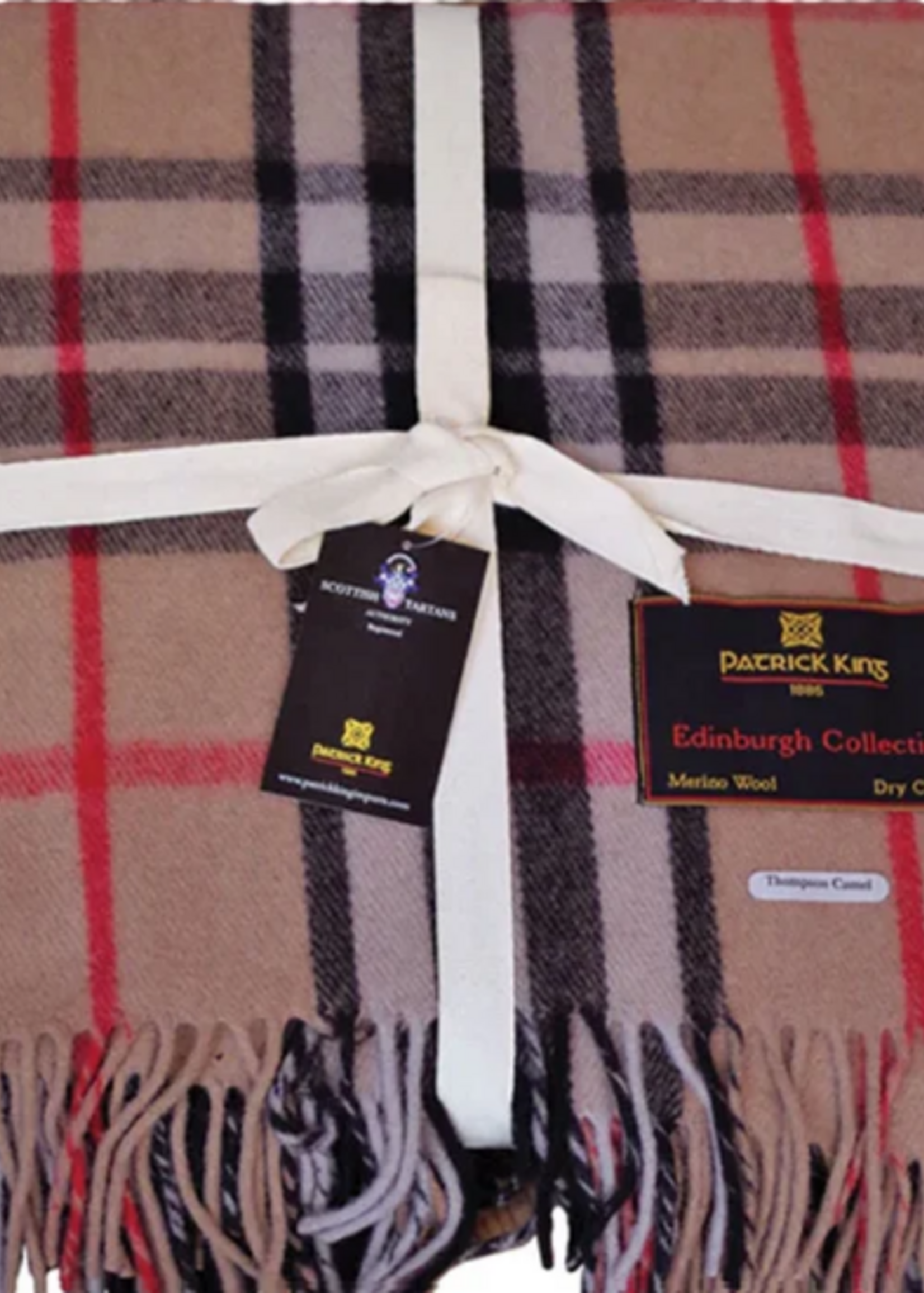 Patrick King Scottish Deluxe Wool Blanket * Thompspn Camel * 69" x 62"