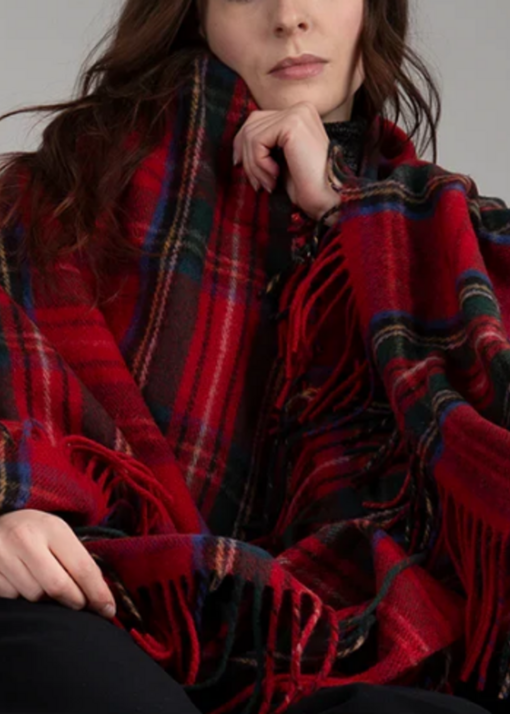 Patrick King Scottish Deluxe Wool Blanket * 69" x 62" * Royal Stewart
