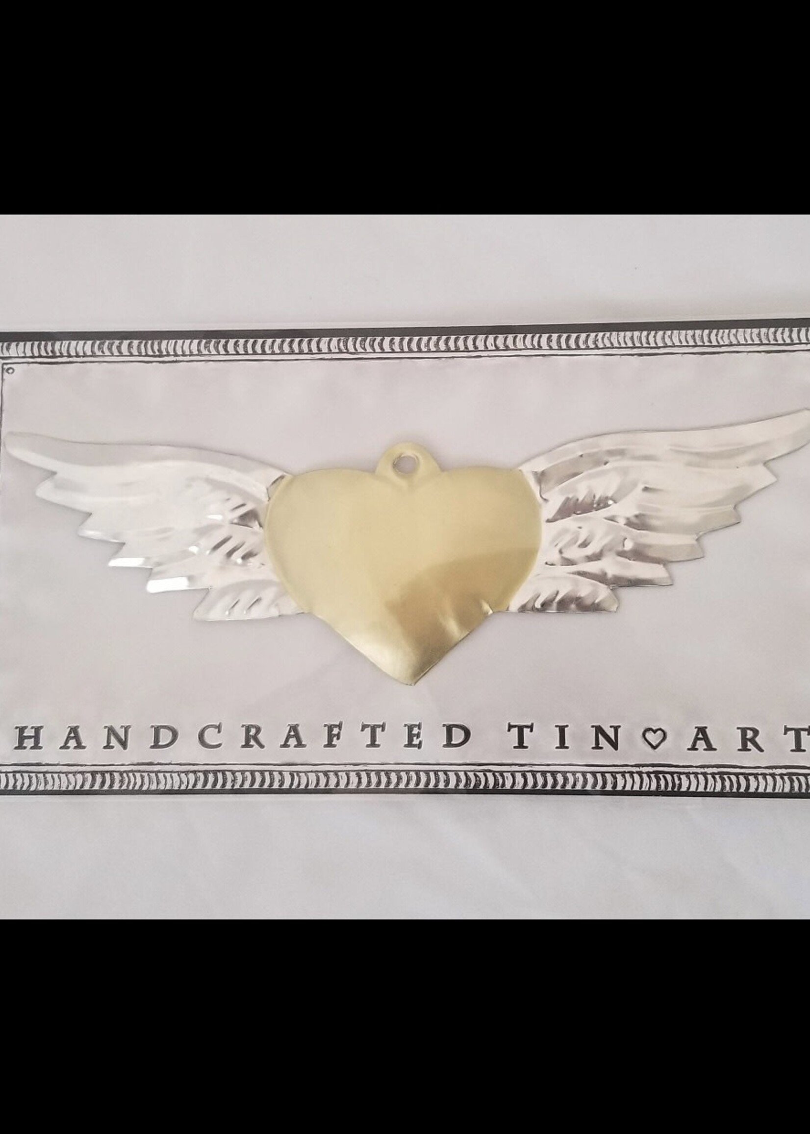Tin Heart Wings Gold