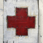 Mixed Media Art Swiss Cross - Red