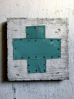 Mixed Media Handmade Swiss Cross - Turquoise
