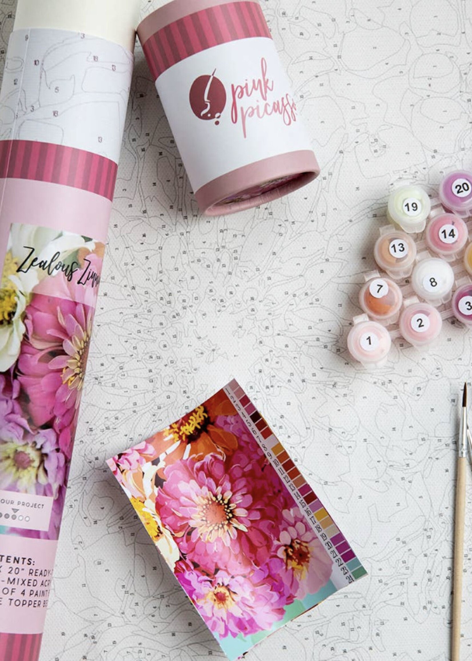 Zeolous Zinnias Paint by Number