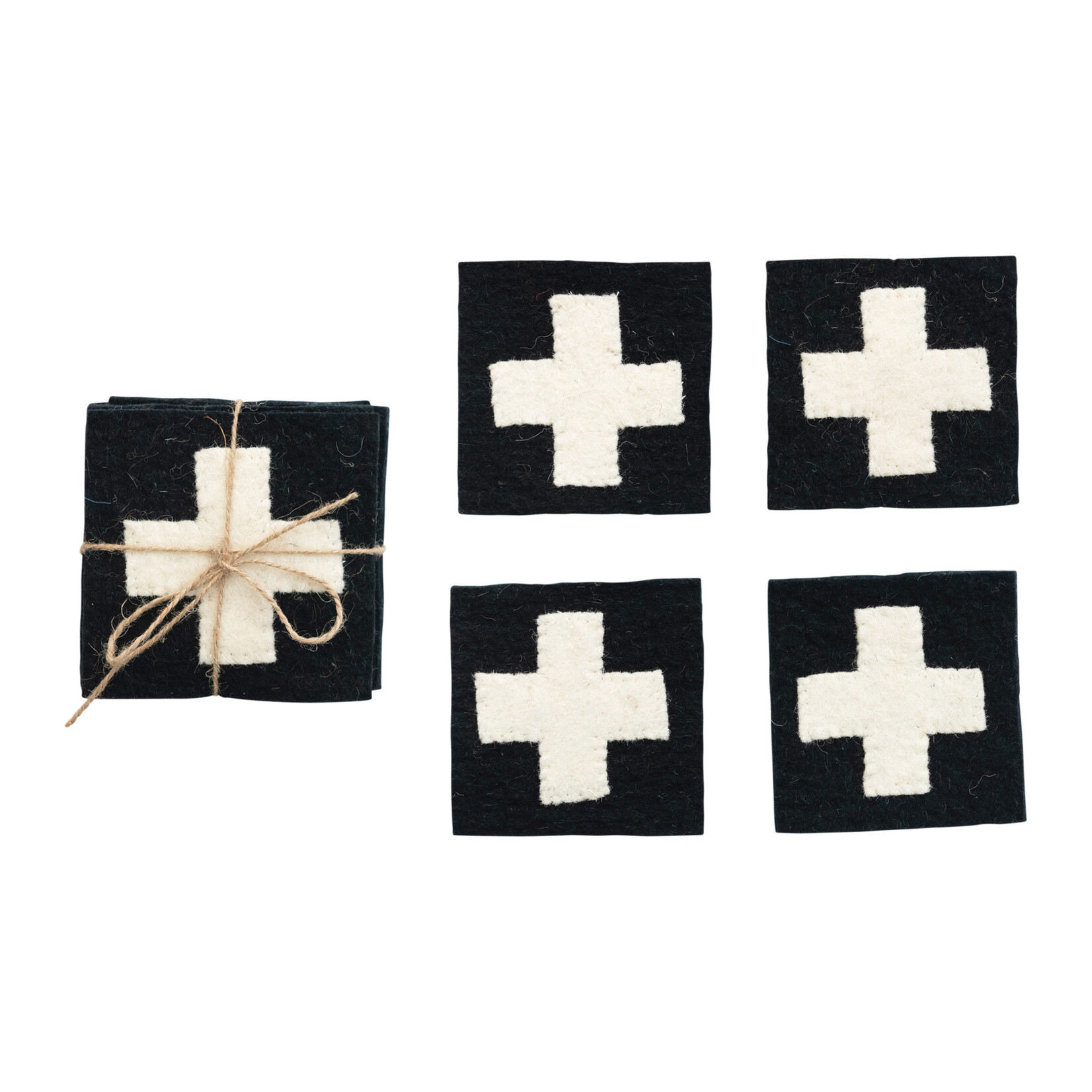 Creative Coop Swiss Cross Felt Coasters