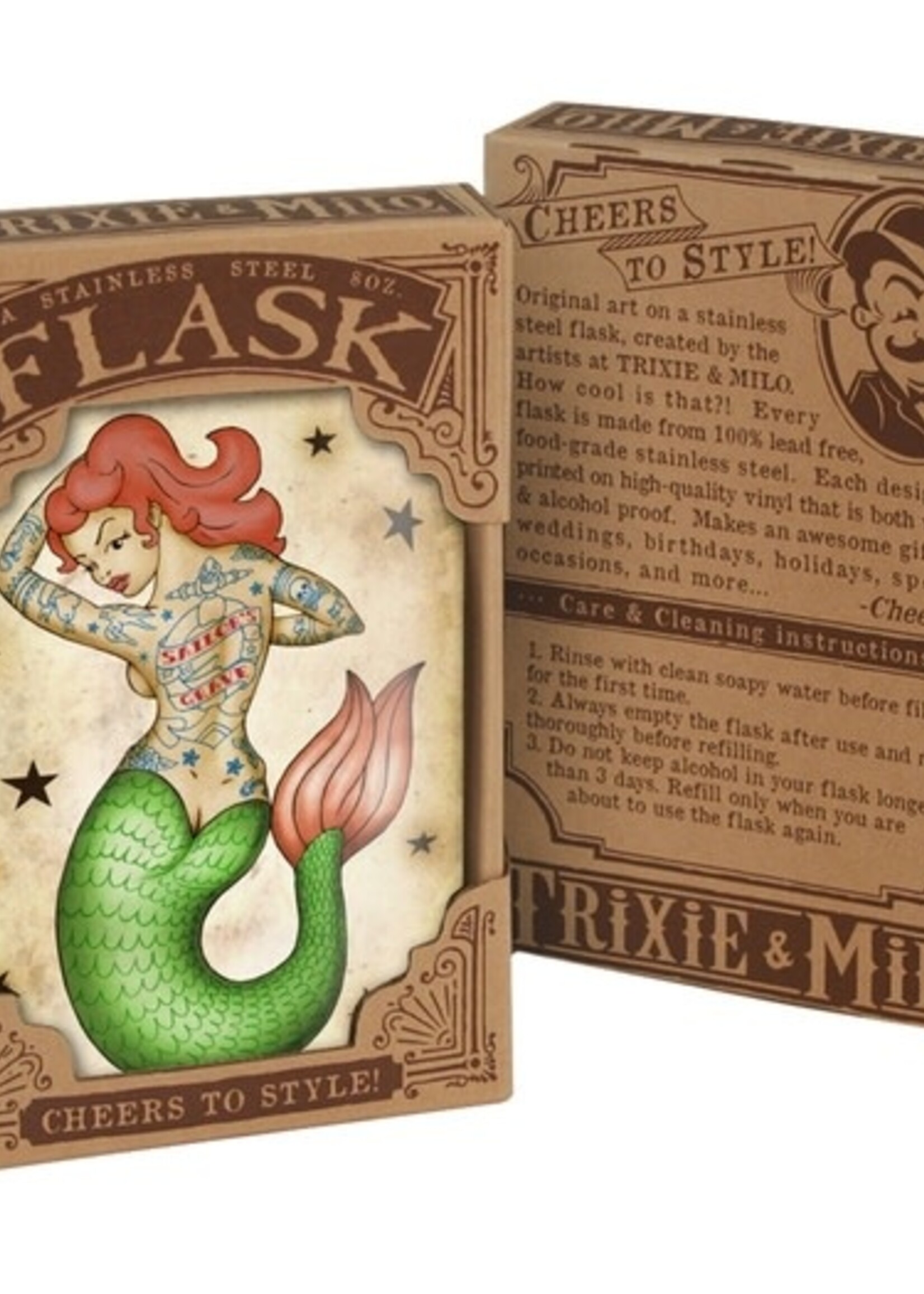 Trixie & Milo Tattoo Mermaid Flask