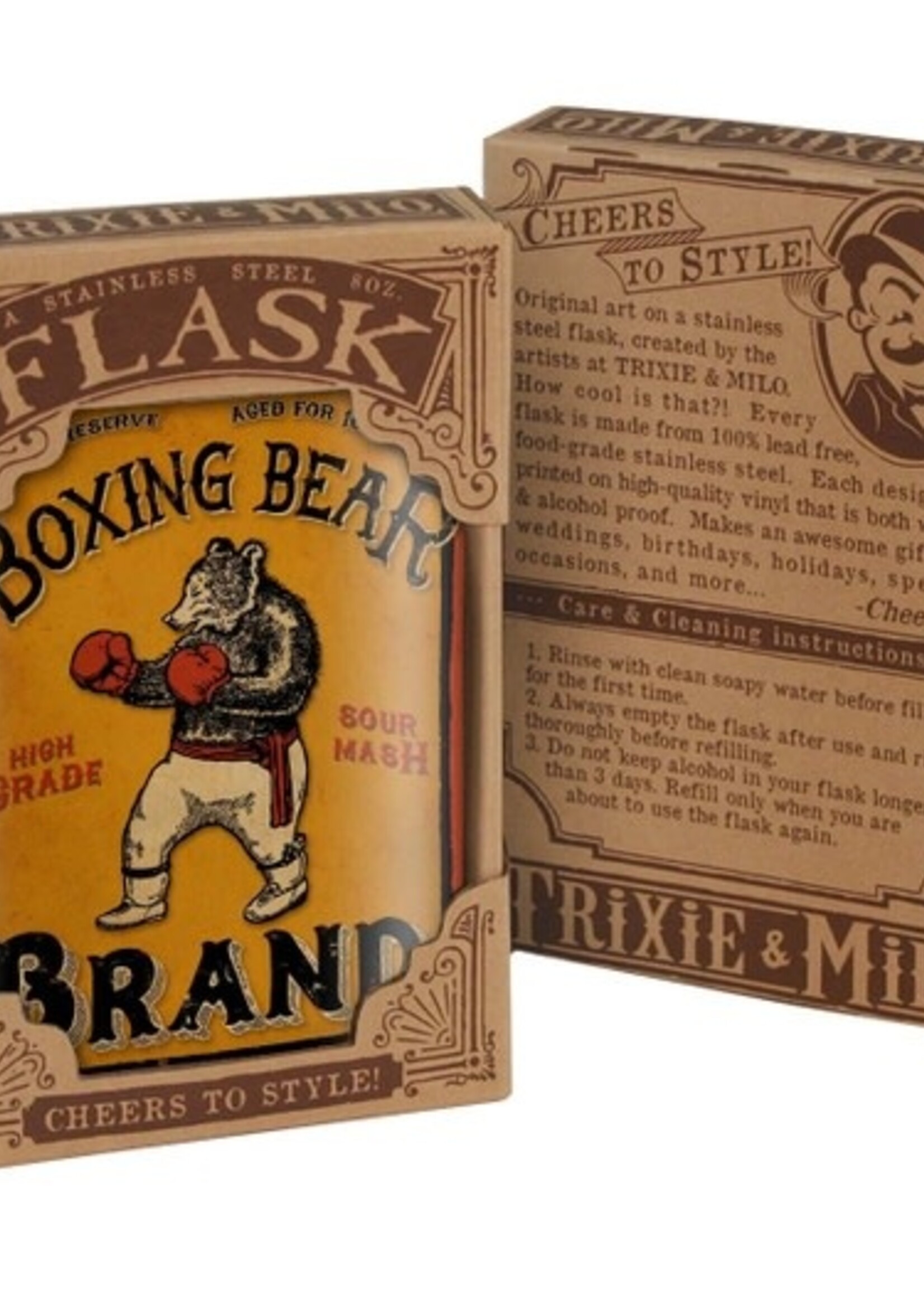 Trixie & Milo Boxing Bear Flask