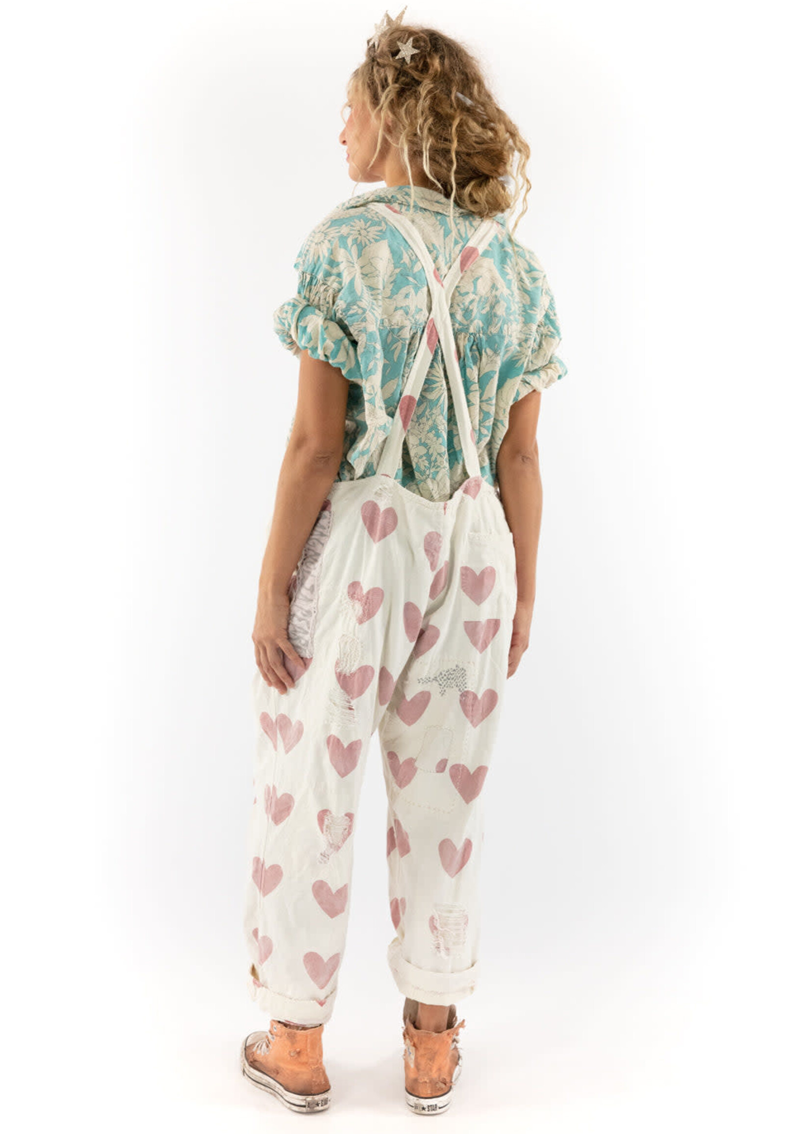 Magnolia Pearl Magnolia Pearl Love Applique Overalls 033