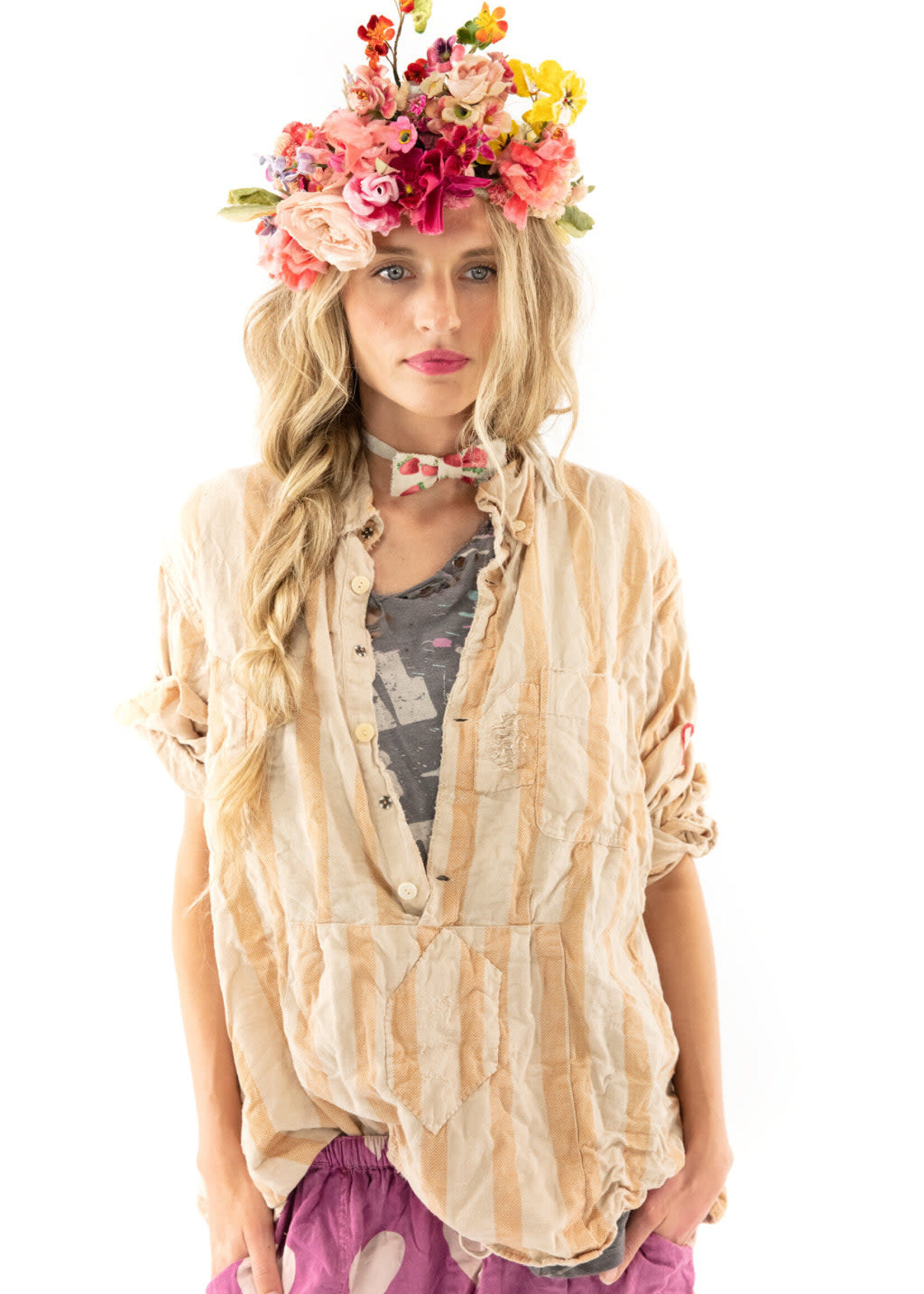 Magnolia Pearl Stripe Raya Shirt Guava Top 1119