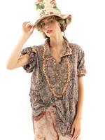 Magnolia Pearl Blockprint Tora Shirt Tresor Top 1144 One Size
