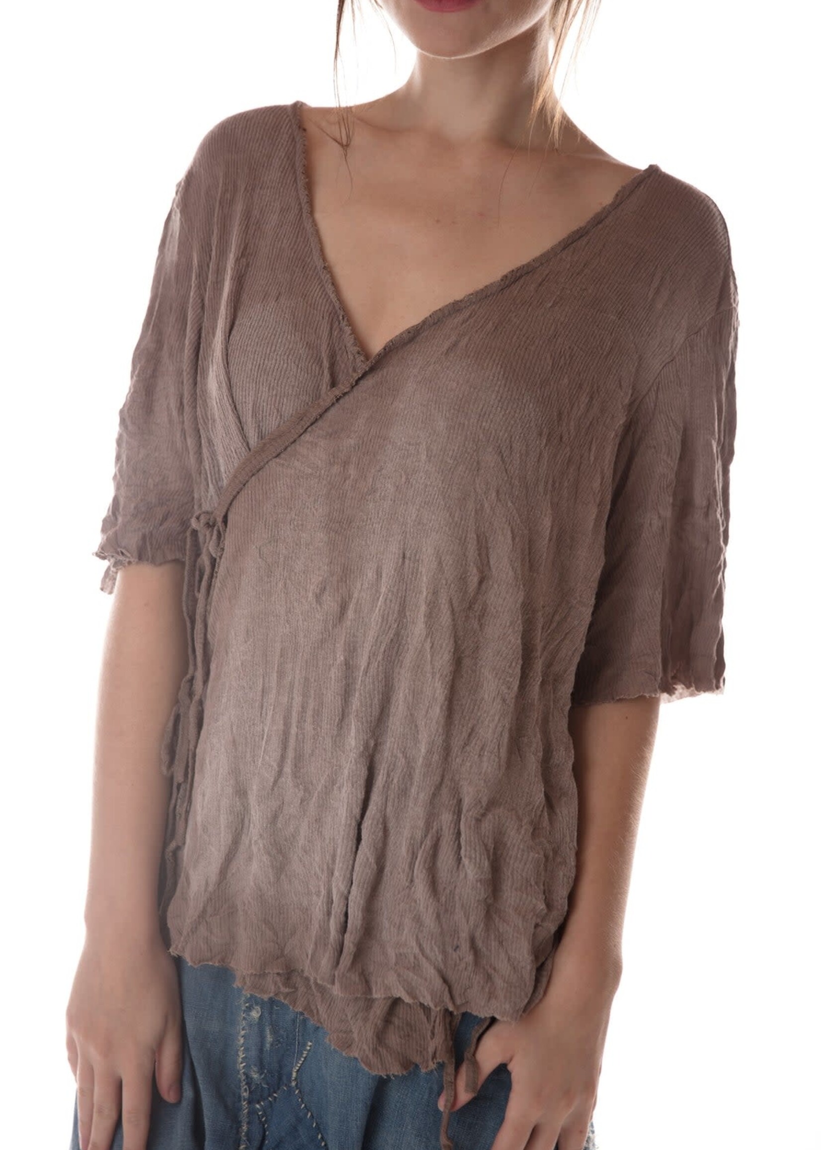 Magnolia Pearl Origami Wrap Blouse Top484 Clay