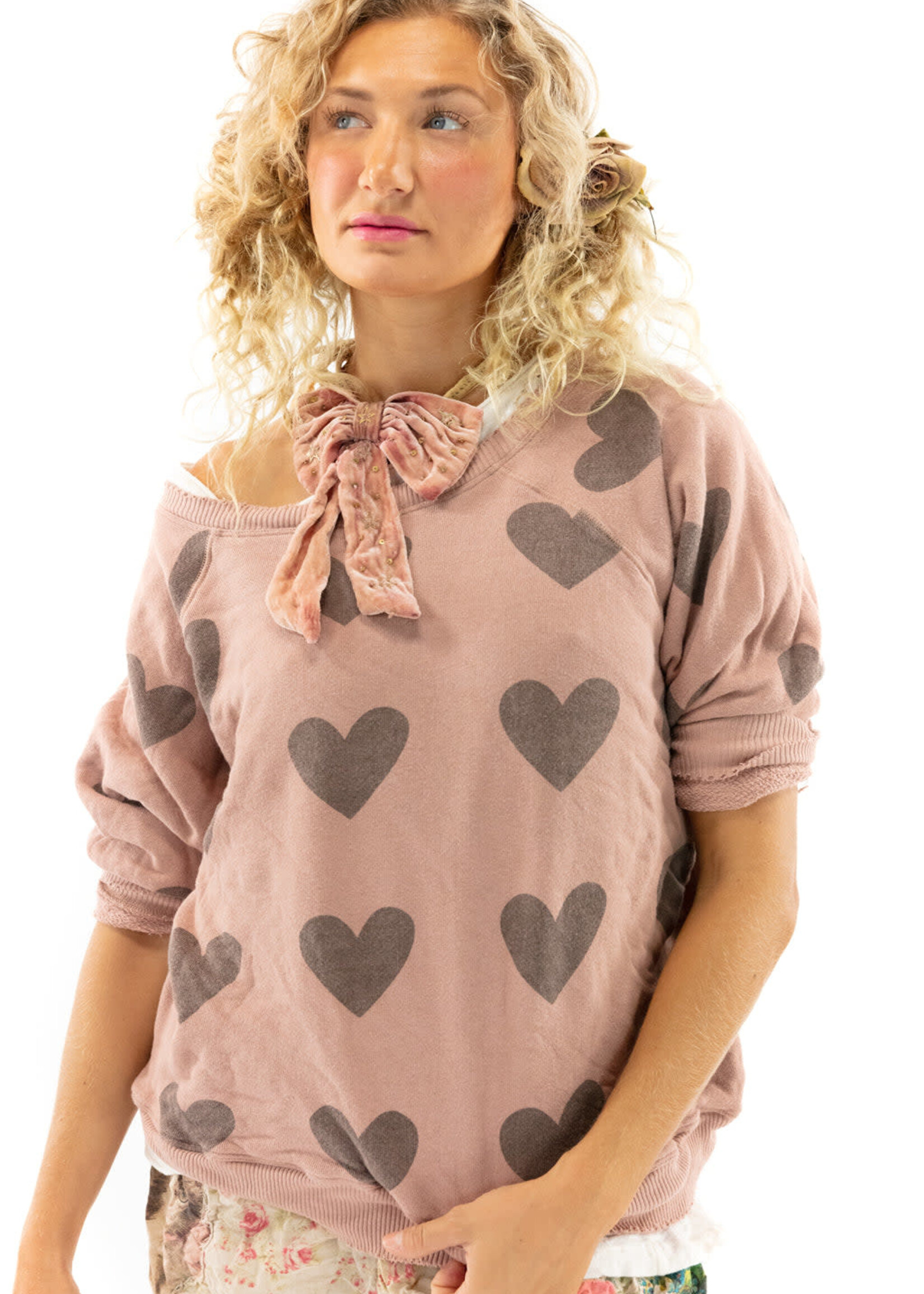 Magnolia Pearl Rory Heart Sweatshirt Top 1156 Cupid
