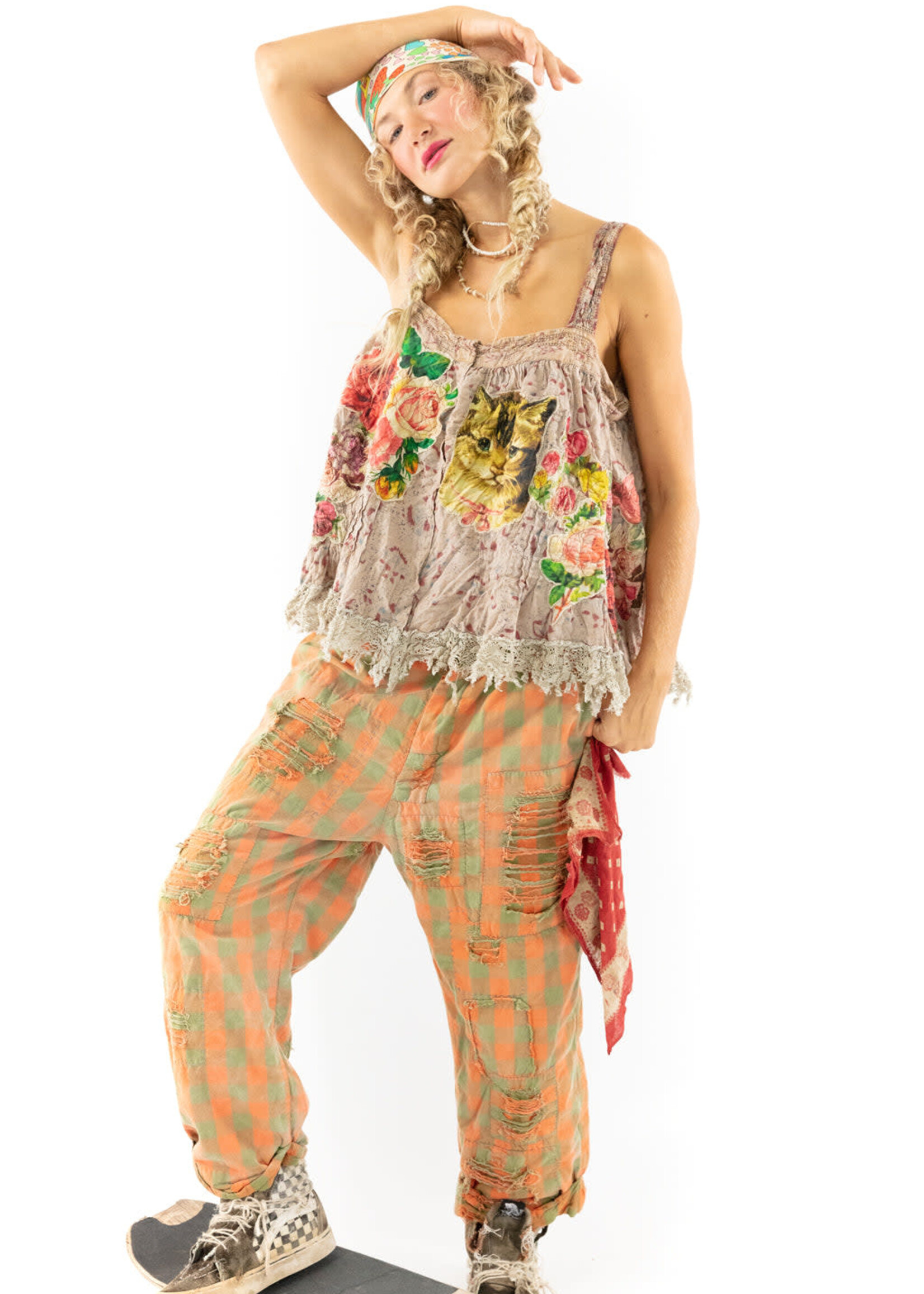 Magnolia Pearl Applique Cat Amor Tank 277 Ronstadt One Size