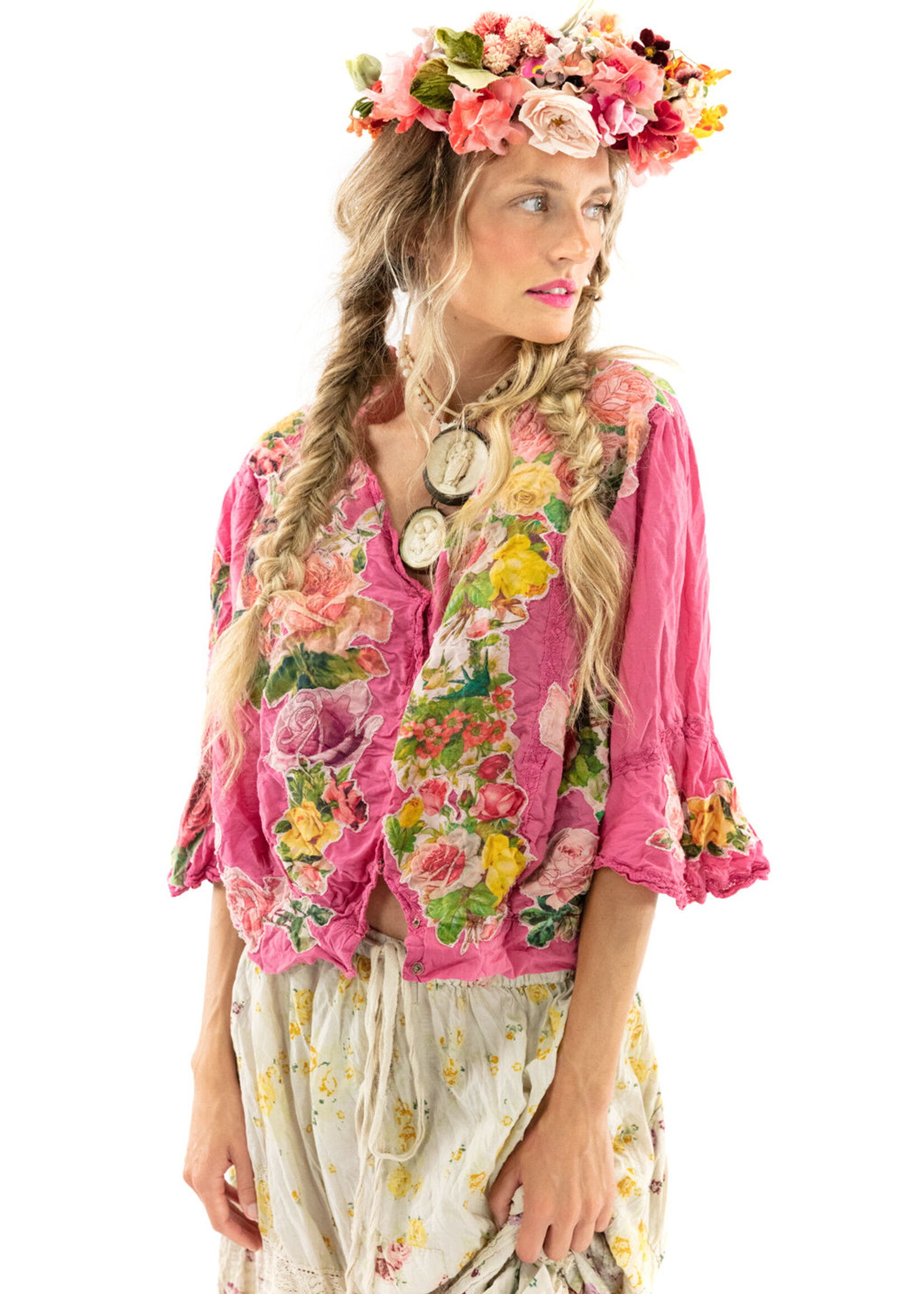 Magnolia Pearl Applique Maelee Blouse Top 1115 Roza