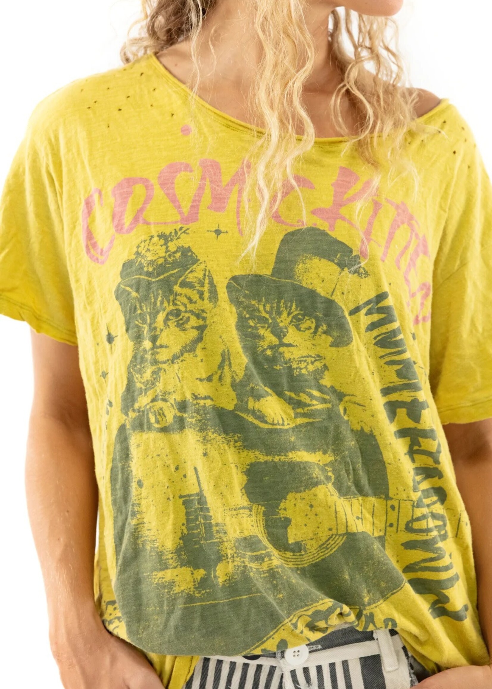 Magnolia Pearl Magnolia Pearl Clothing Cosmic Kitten Tee Top 1251 Citron