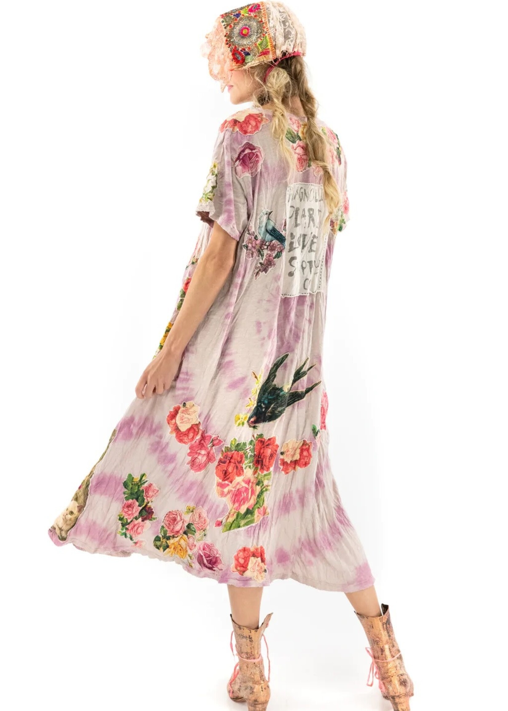 Magnolia Pearl Magnolia Pearl Tie Dye Applique Tee Dress 835 Juniper