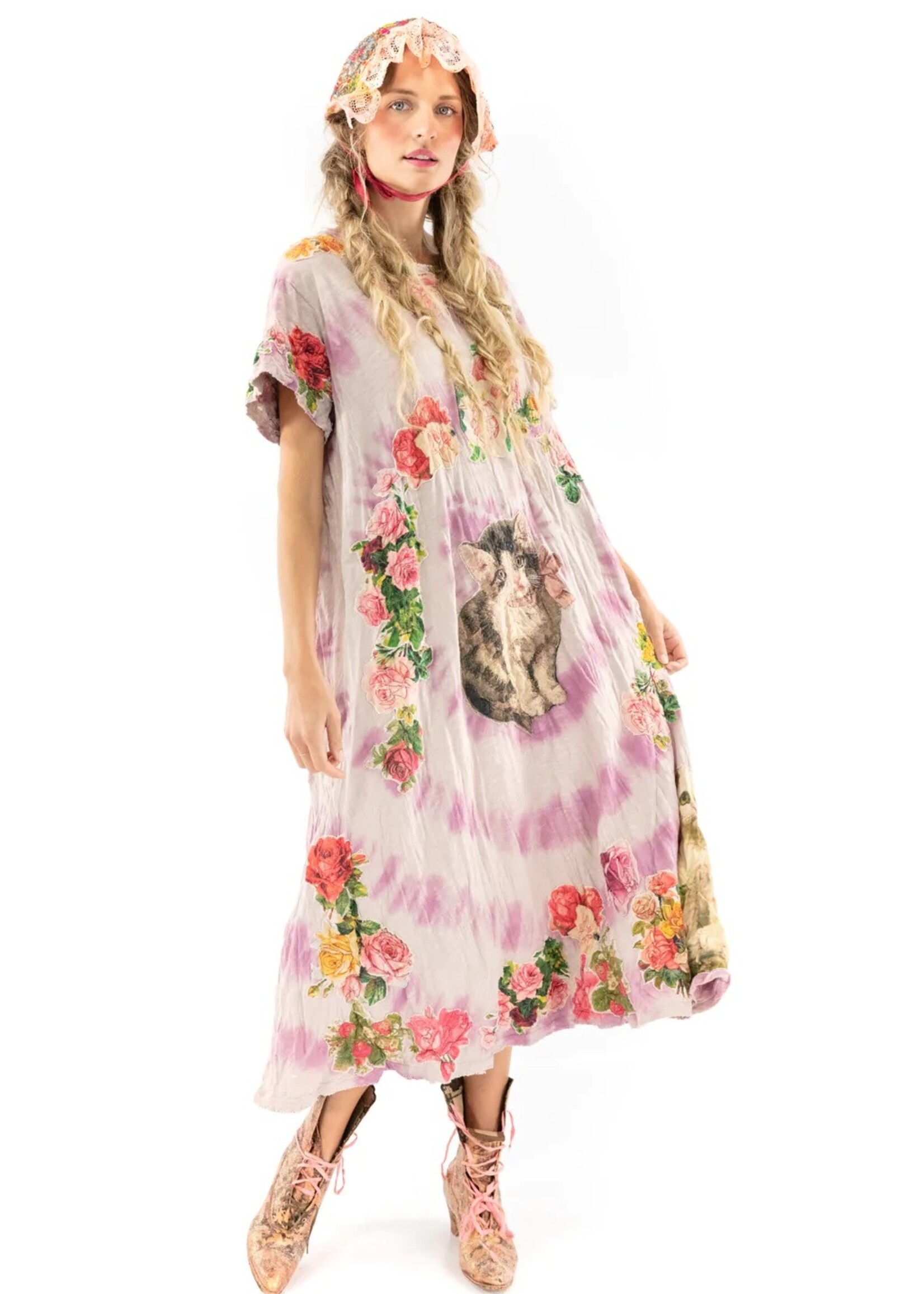 Magnolia Pearl Magnolia Pearl Tie Dye Applique Tee Dress 835 Juniper